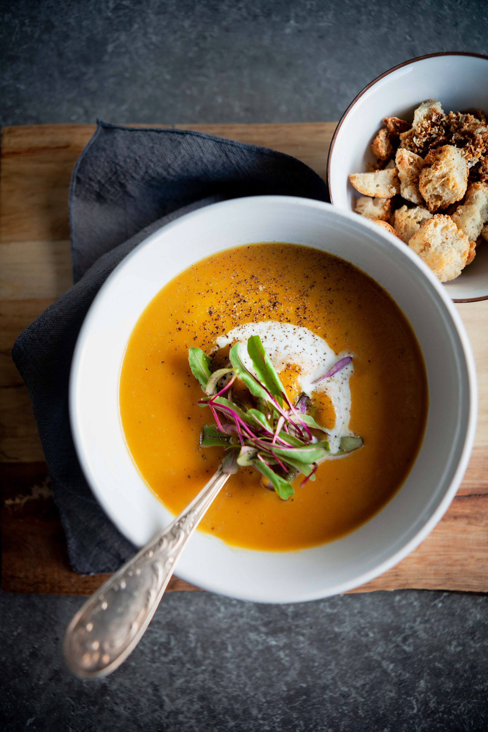 Social Media Food Photography - Roasted Pumpkin Soup