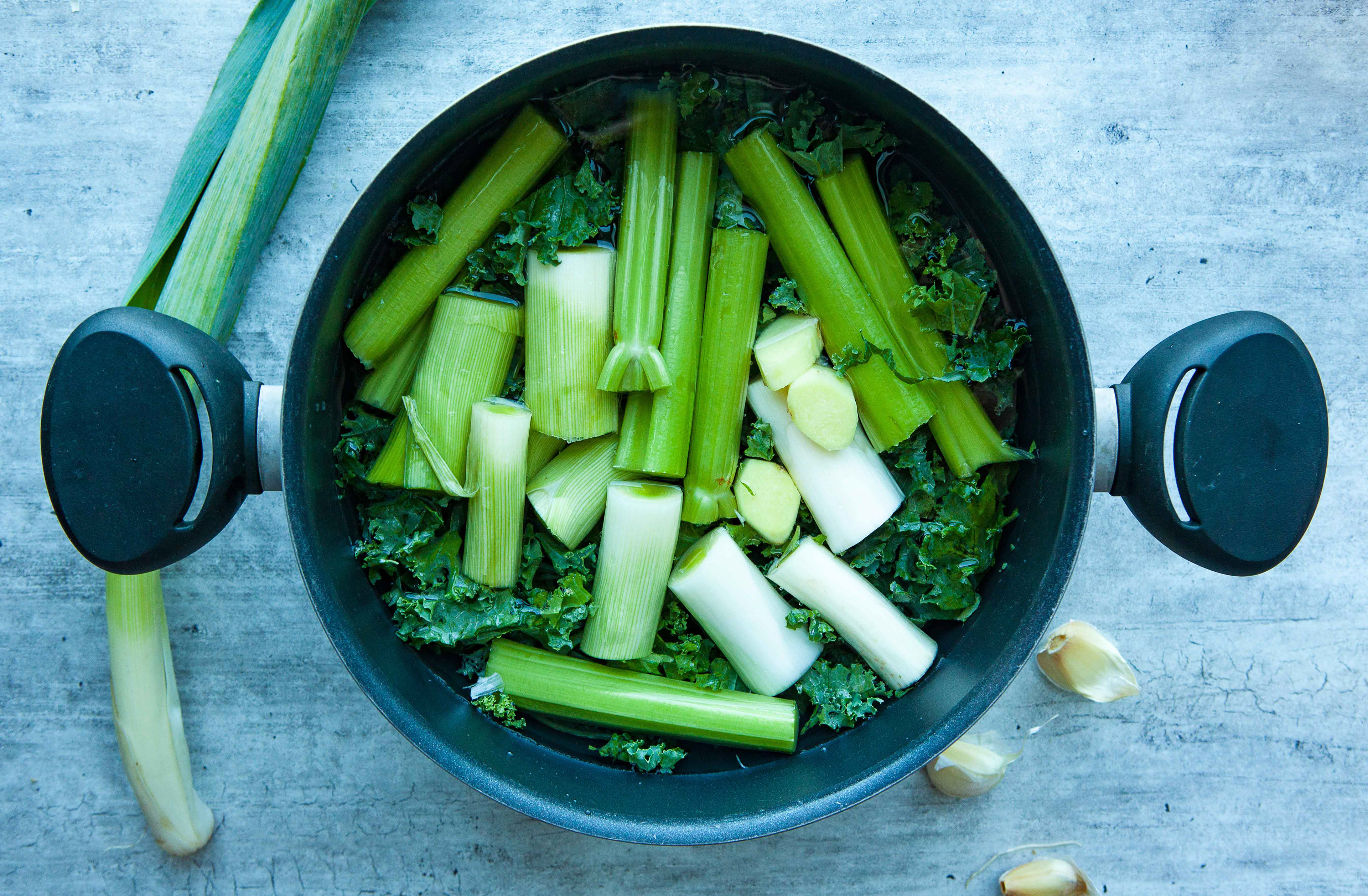 Social Media Photography - Celery Soup in a Pot
