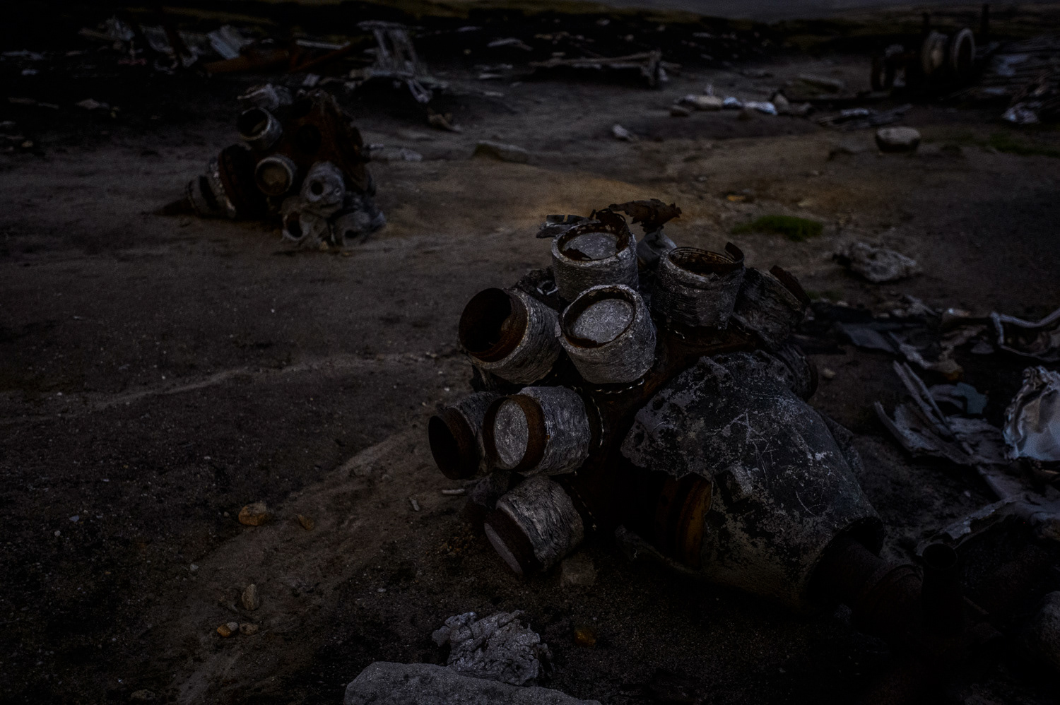 Aircraft wreckage of a Superfortress RB-29A 91st Reconnaissance Wing, 311th Air Division located near Higher Shelf Stones, Bleaklow, Peak District National Park, Derbyshire, UK