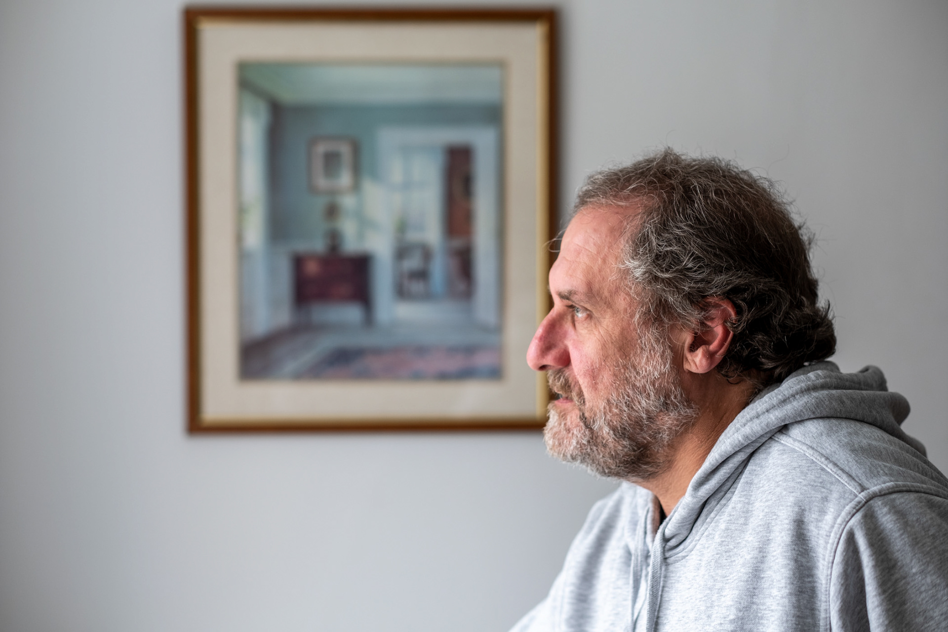 Nick, a former rough sleeper, on the last day at the Dalbury and Palmer Hotel before he moves in to his own flat. The hotel was used as Emergency Housing during the Covid19 pandemic by the UK Government