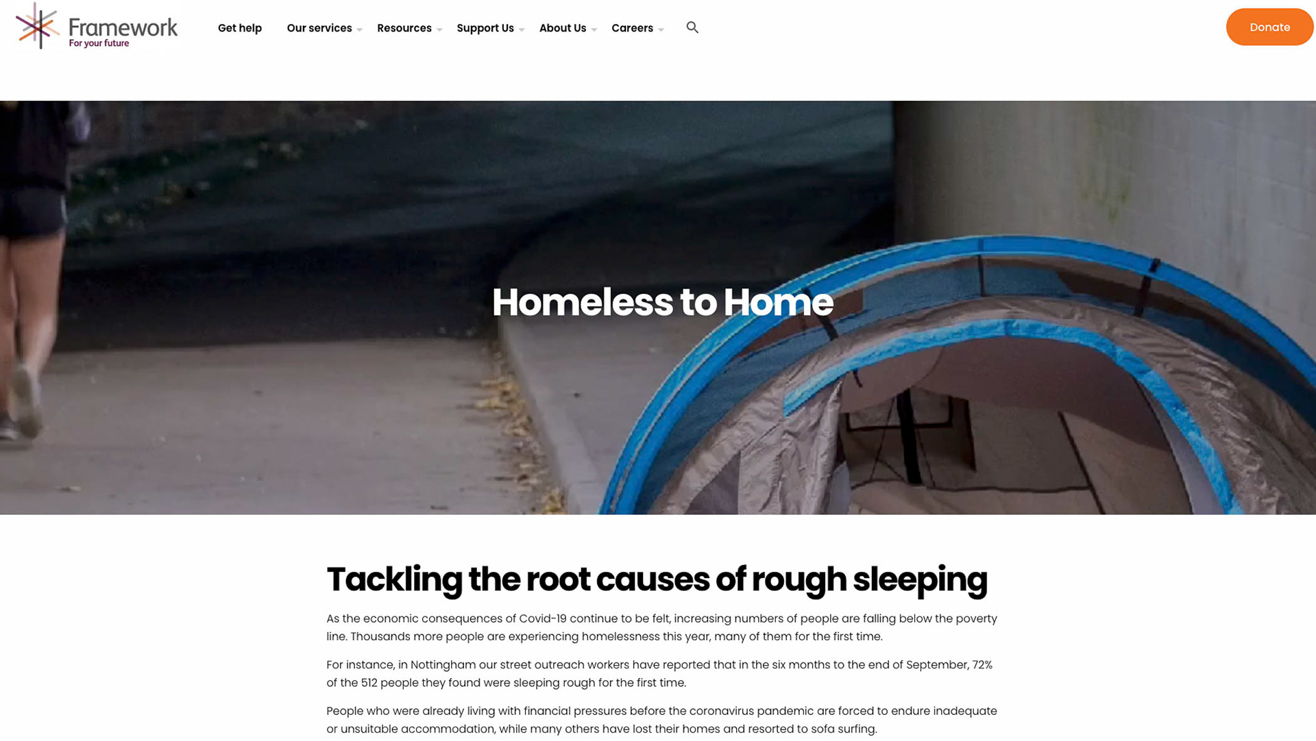 Framework Housing Association, web page