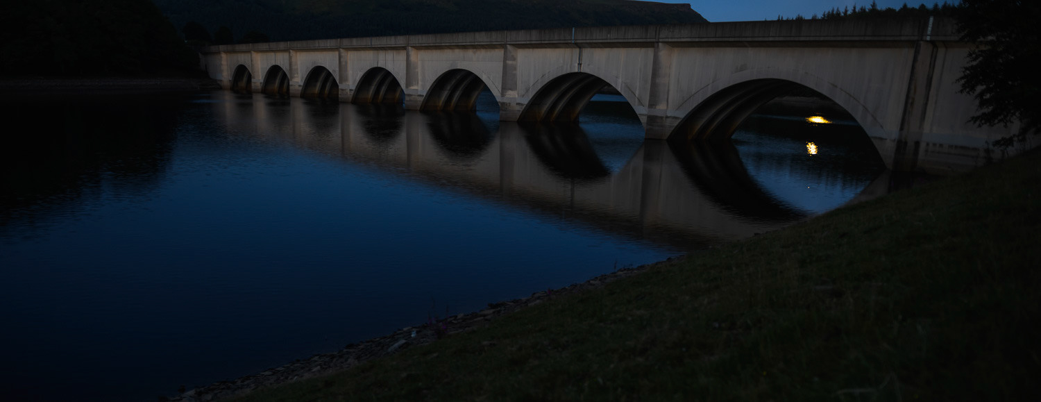 Ashopton Viaduct over Ladybower Reservoir, The Peak District National Park, Derbyshire, UK