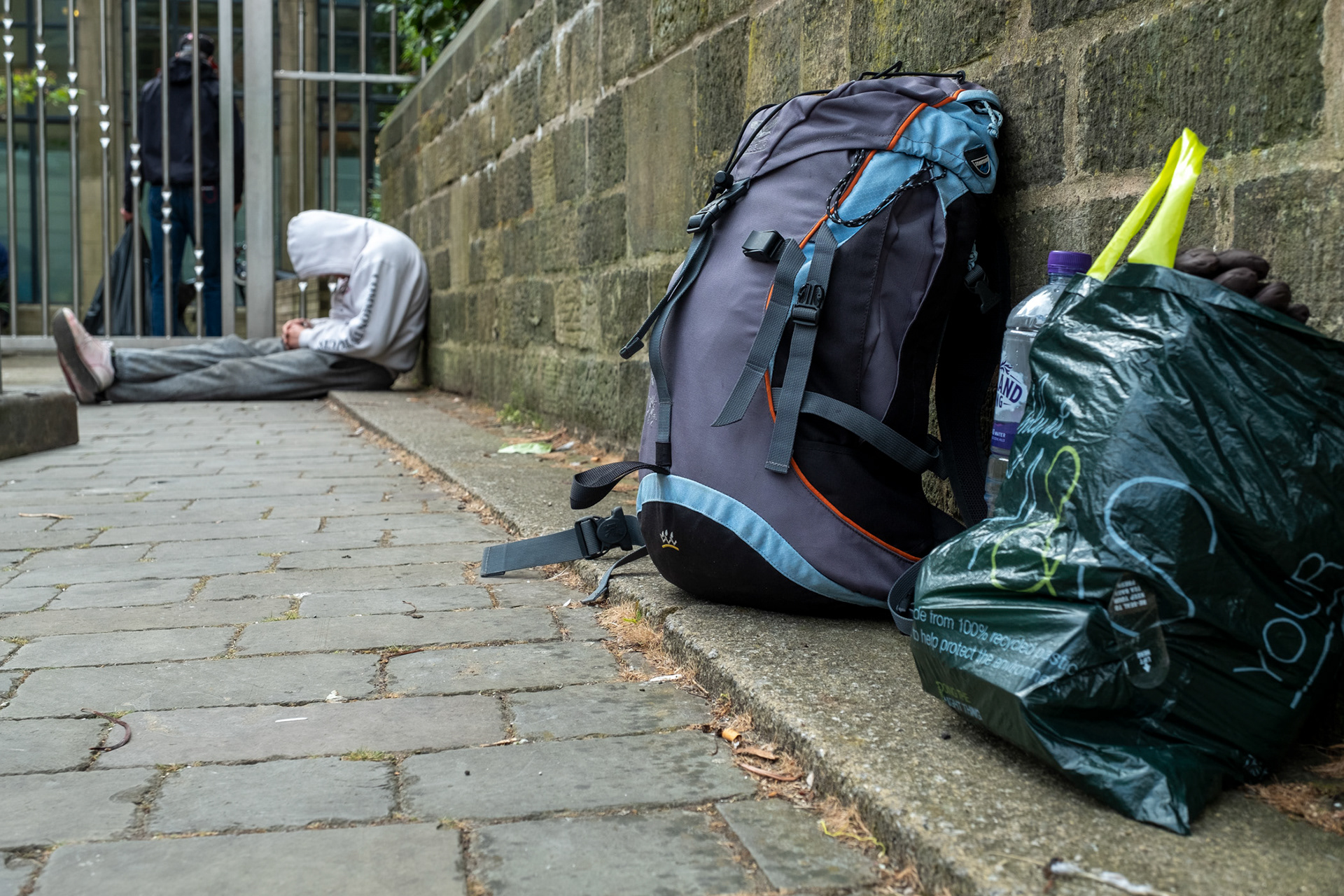 Day 43 of Lockdown- Someone dozing outside the Archer project as it's too dangerous to sleep at night for fear of being robbed or assaulted
