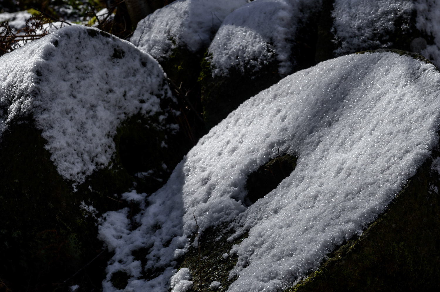Abandoned carved and chiselled, round mill stones, Lawrencefield quarry (near Hathersage), Peak District National Park, Derbyshire, UK