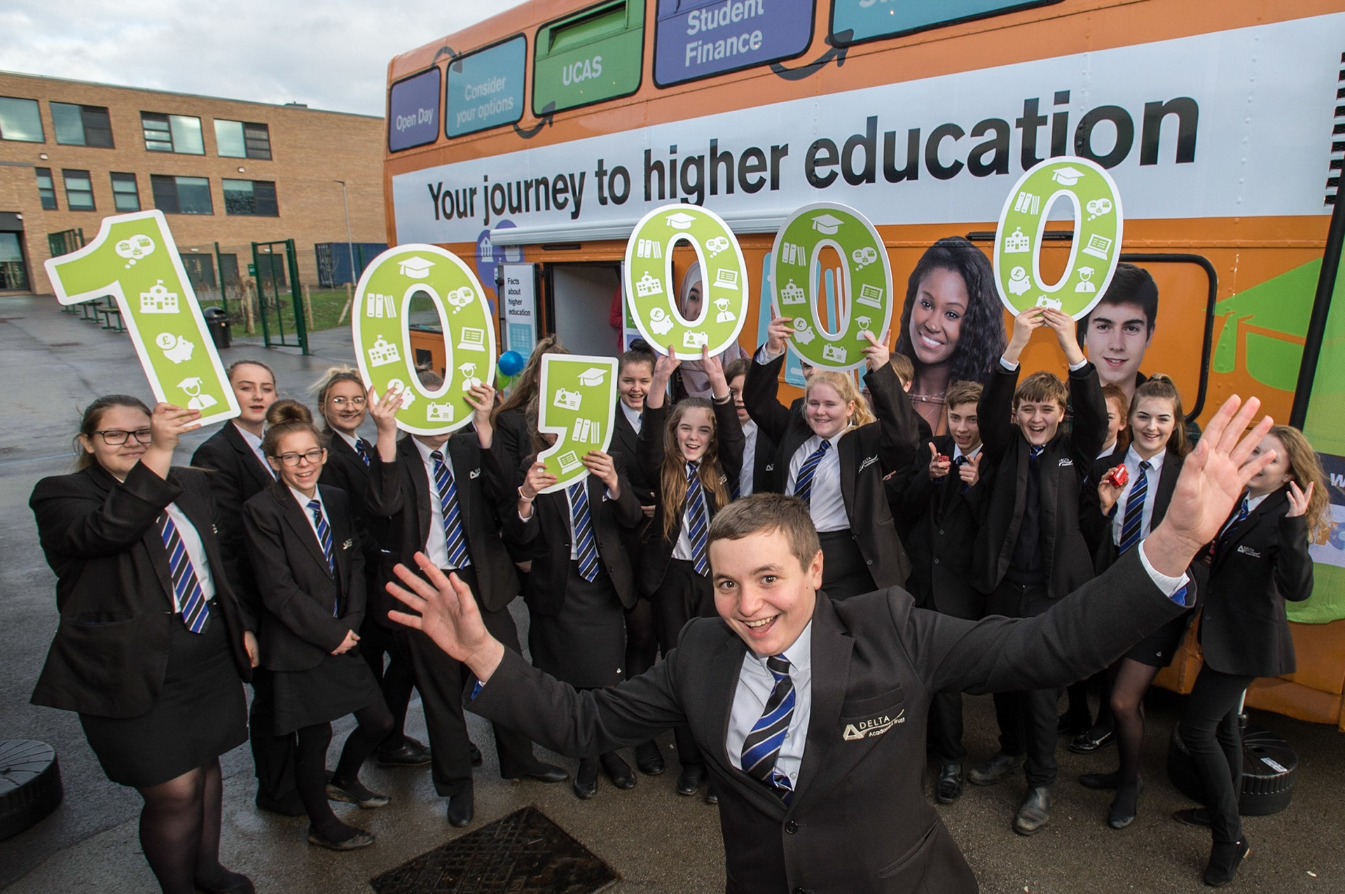 10,000 th Student attending Heppsy Bus, advising students on routes to higher education