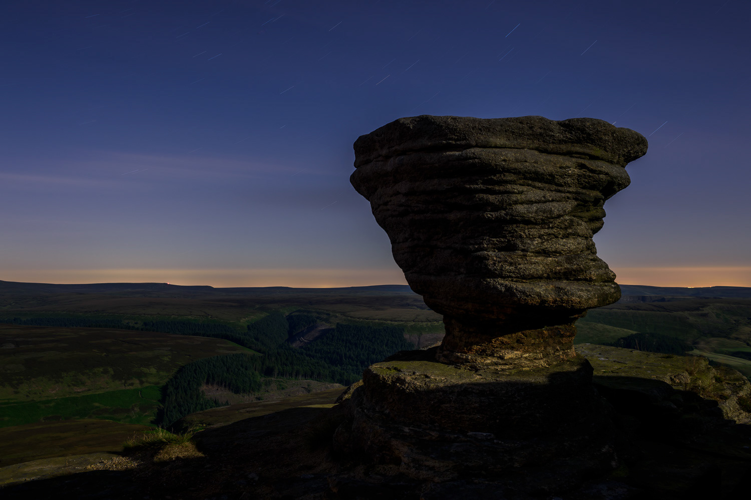 Weathered rock formation, Fairbrook Naze, Kinder Scout, Derbyshire, Peak District, England, UK