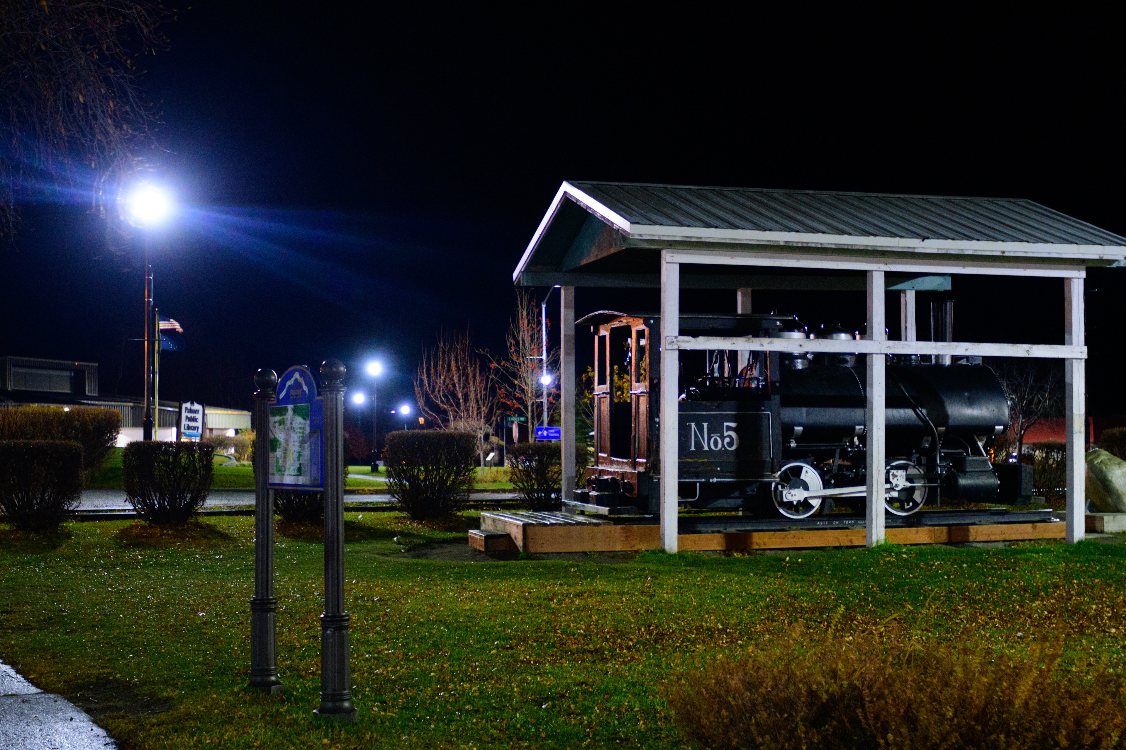 Engine Number 5 at night, Palmer, Alaska