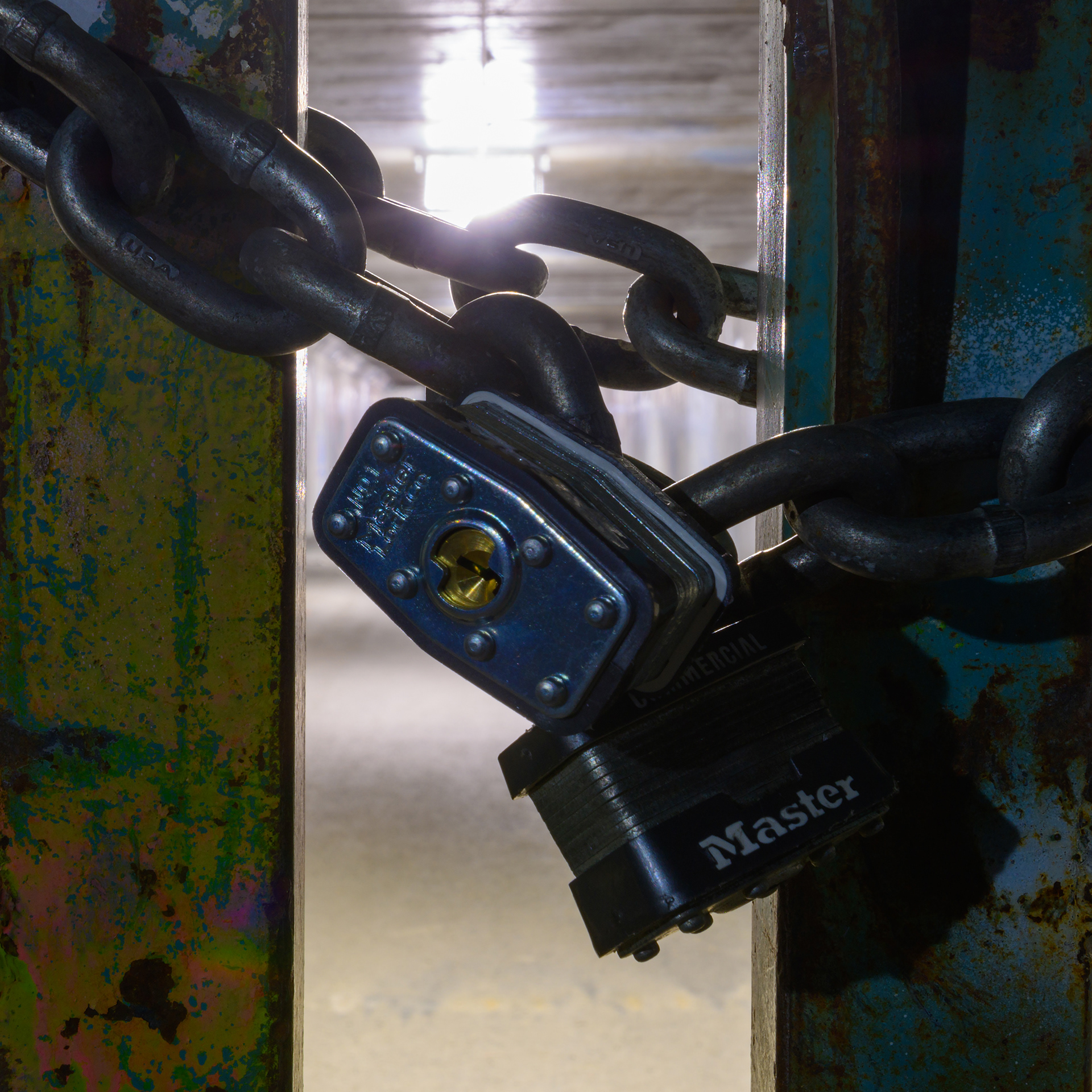 Locks blocking access to an under road passage way, Wasilla, Alaska