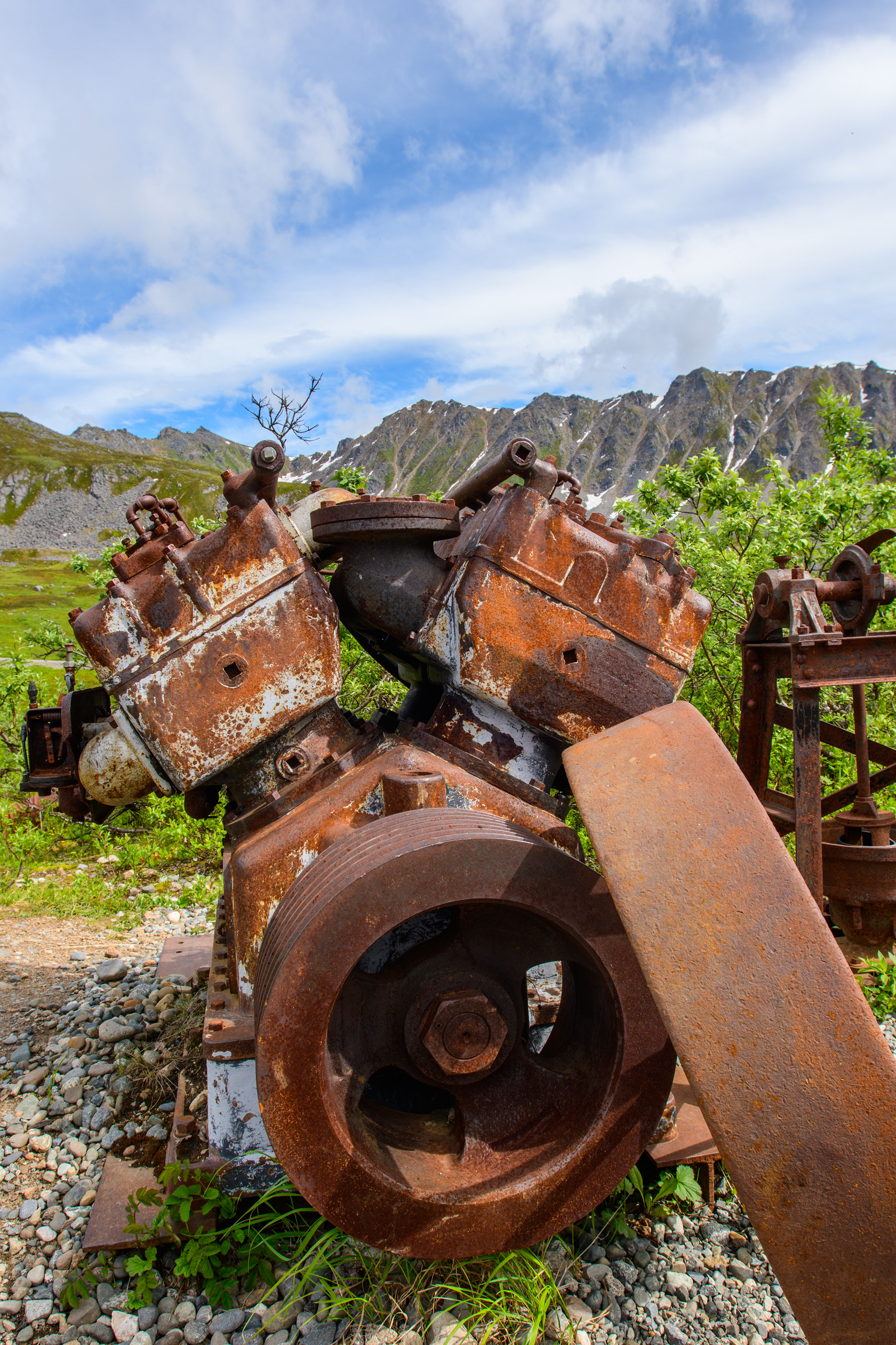 Rusted engine slowly turning back to earth Hatcher Pass, Alaska
