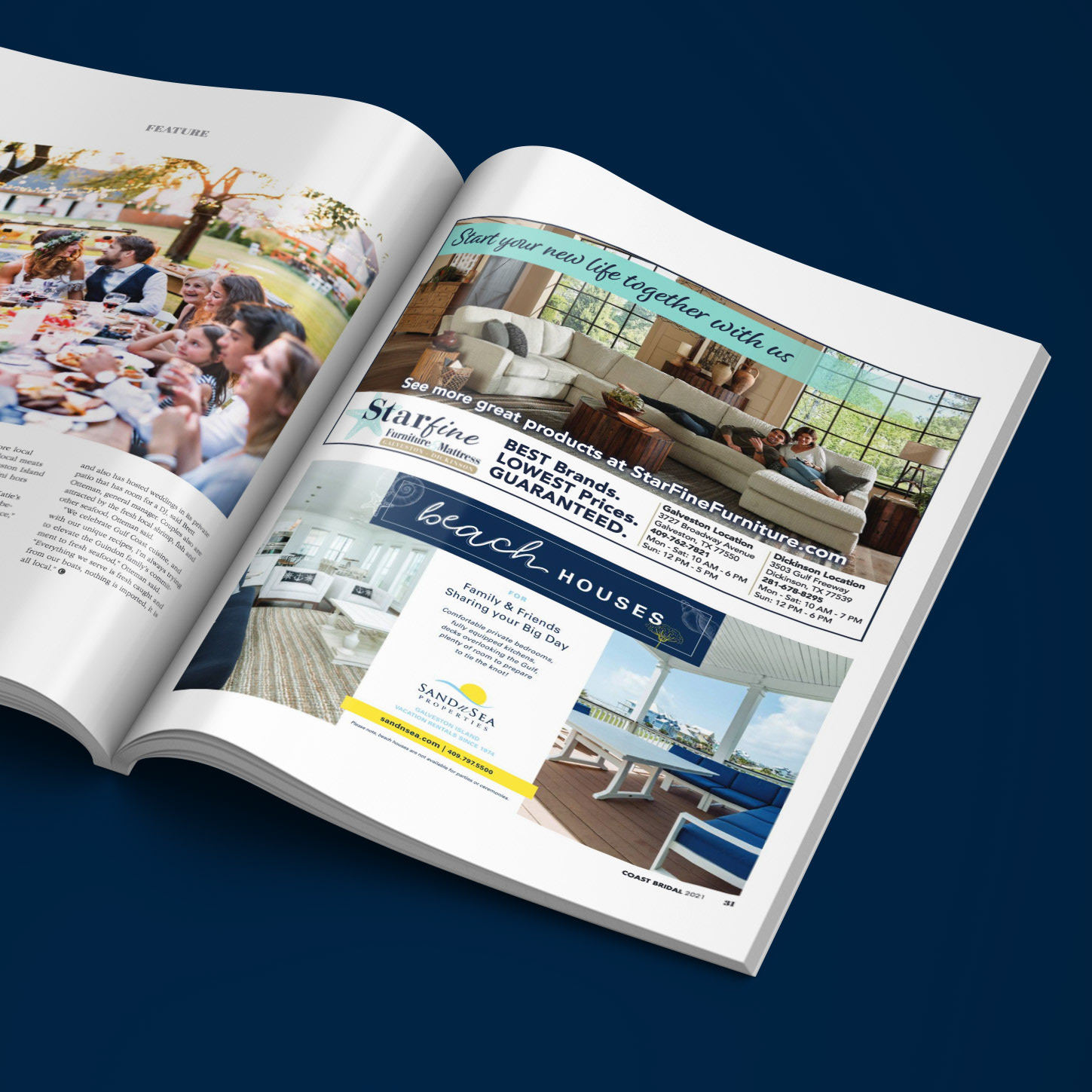 Sand `N Sea ad (bottom) for Coast Bridal magazine