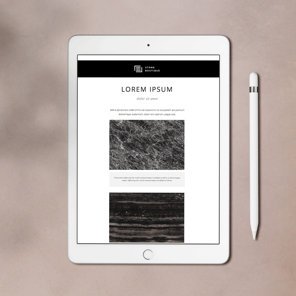 Email marketing template for Stone Boutique created on MailChimp
