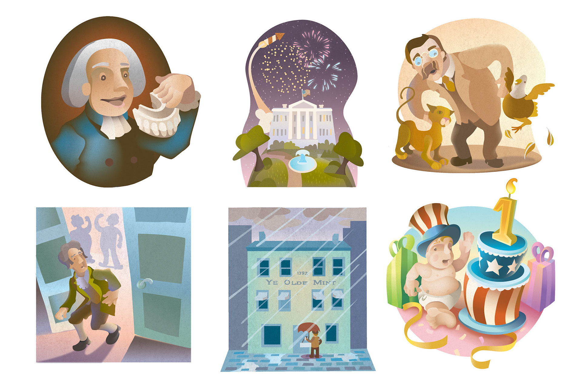 Spot Illustrations from 'Freaky Facts' series.