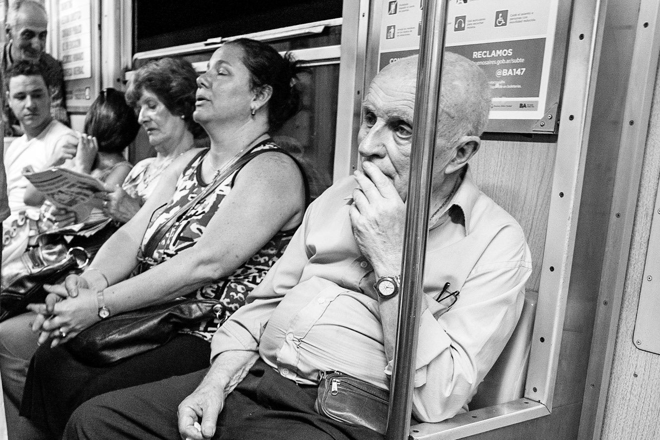 Exhausted commuters in Buenos Aires, Argentina.