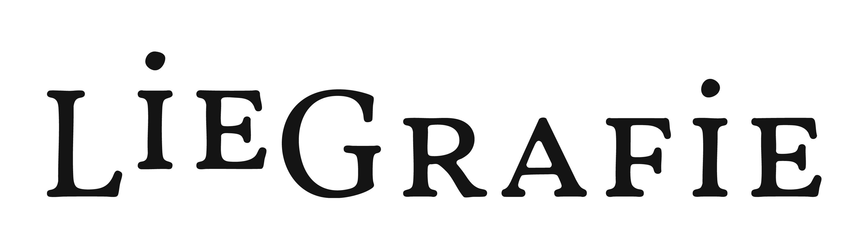 Logo von LIEGRAFIE, Serifenschrift in Schwarz auf Weiß