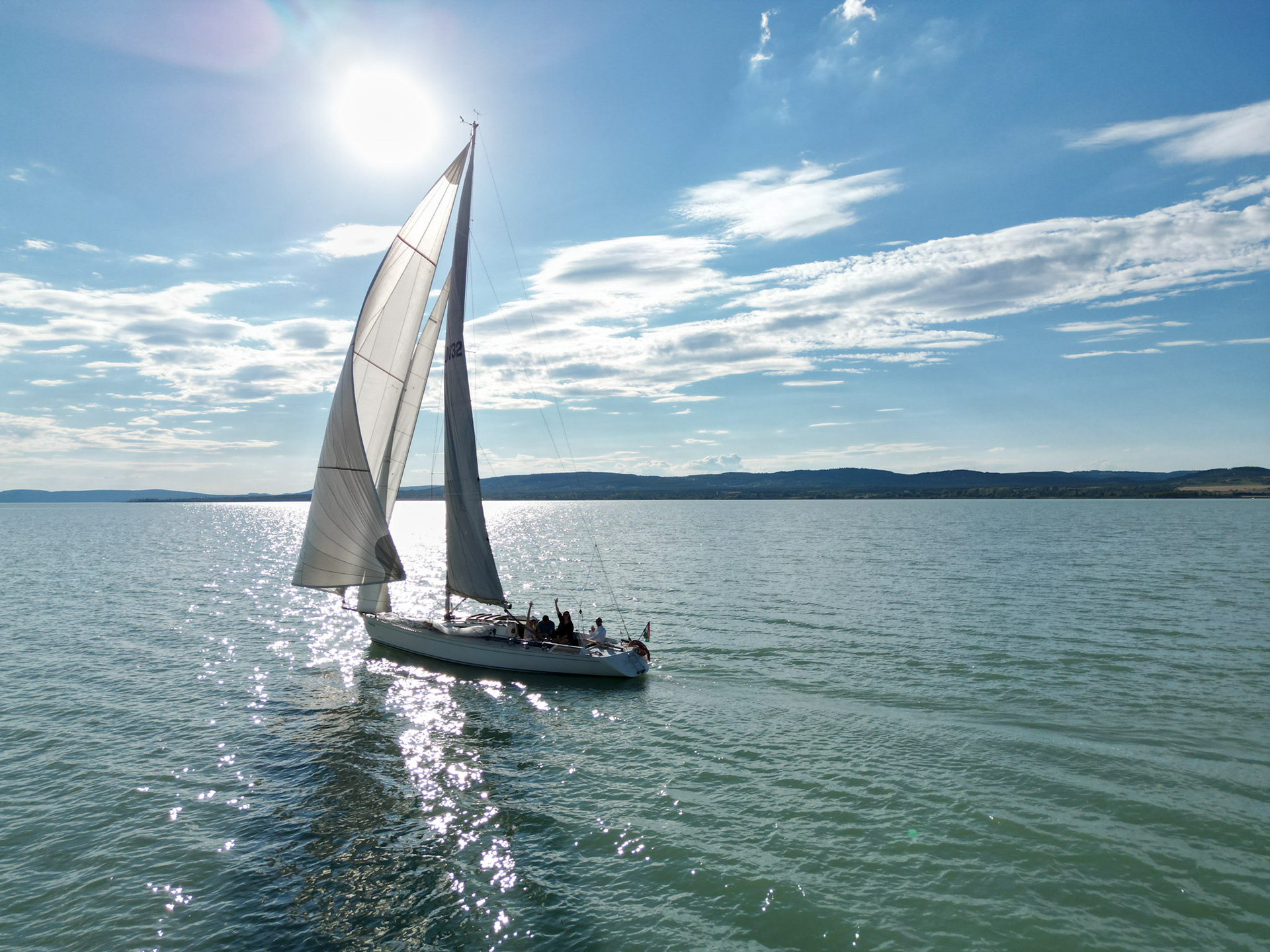 Sailing on lake Balaton, Hungary