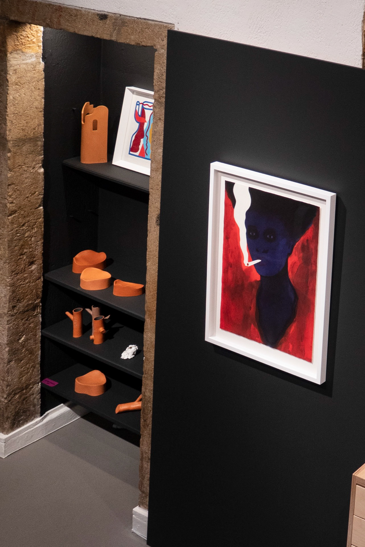 Fumeuse, aquatinte en 3 couleurs (Françoise Pétrovitch)