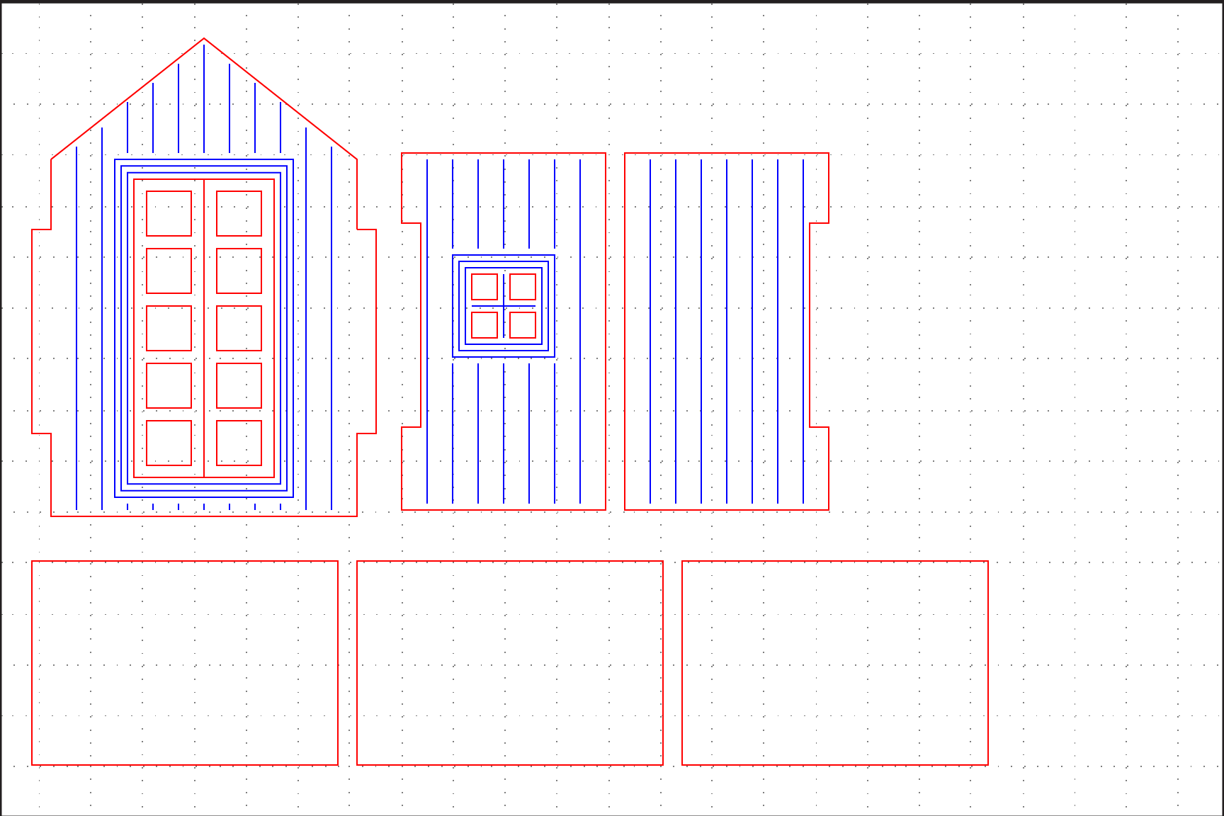 Laser Cutting templates - red correlates to cut, and blue to engrave