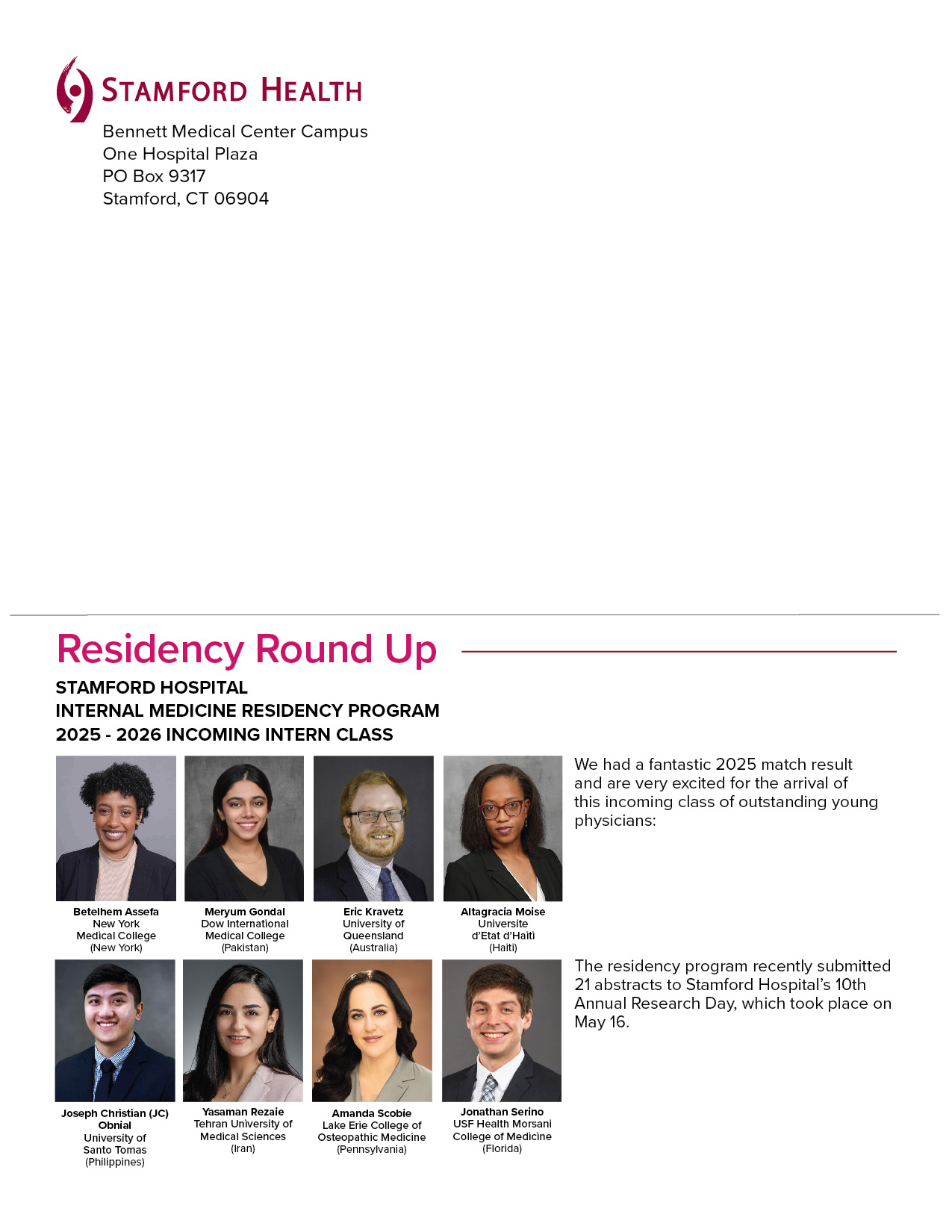 Print-ready file for the quaterly MedMatters Newsletter (4th page)