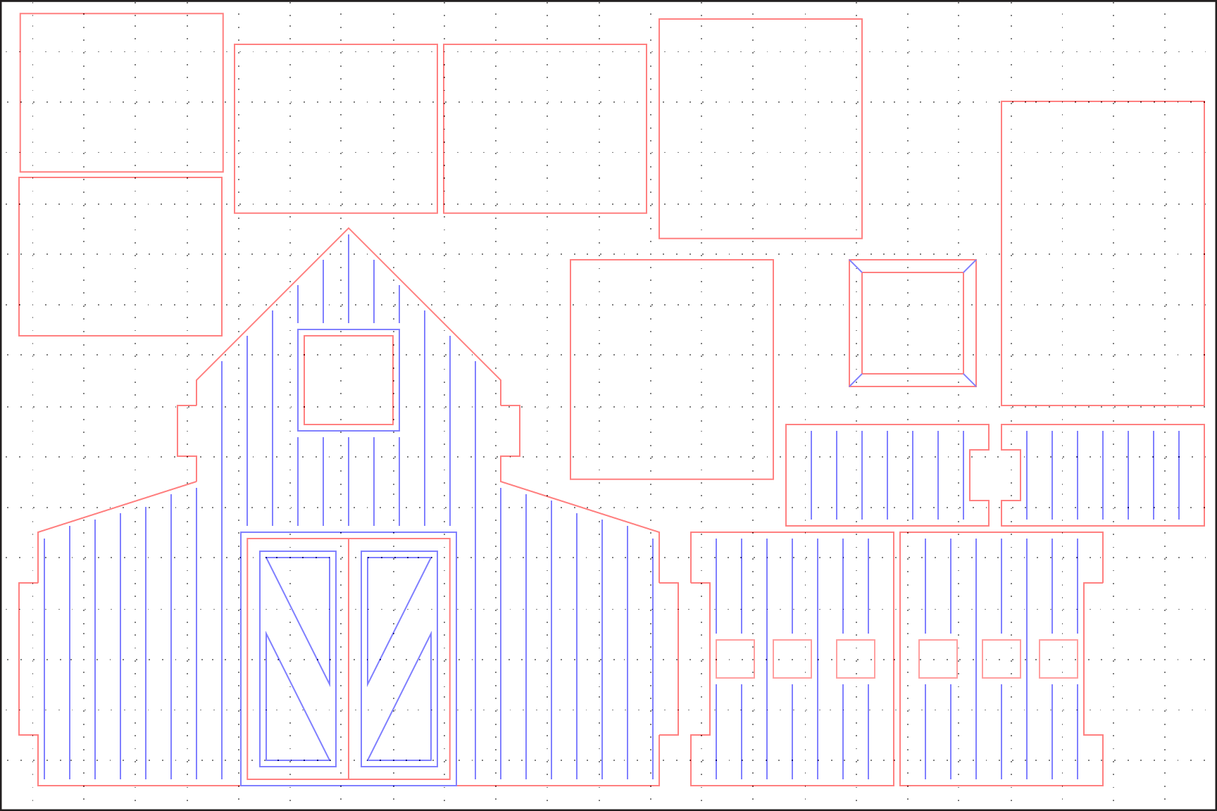 Laser Cutting templates - red correlates to cut, and blue to engrave