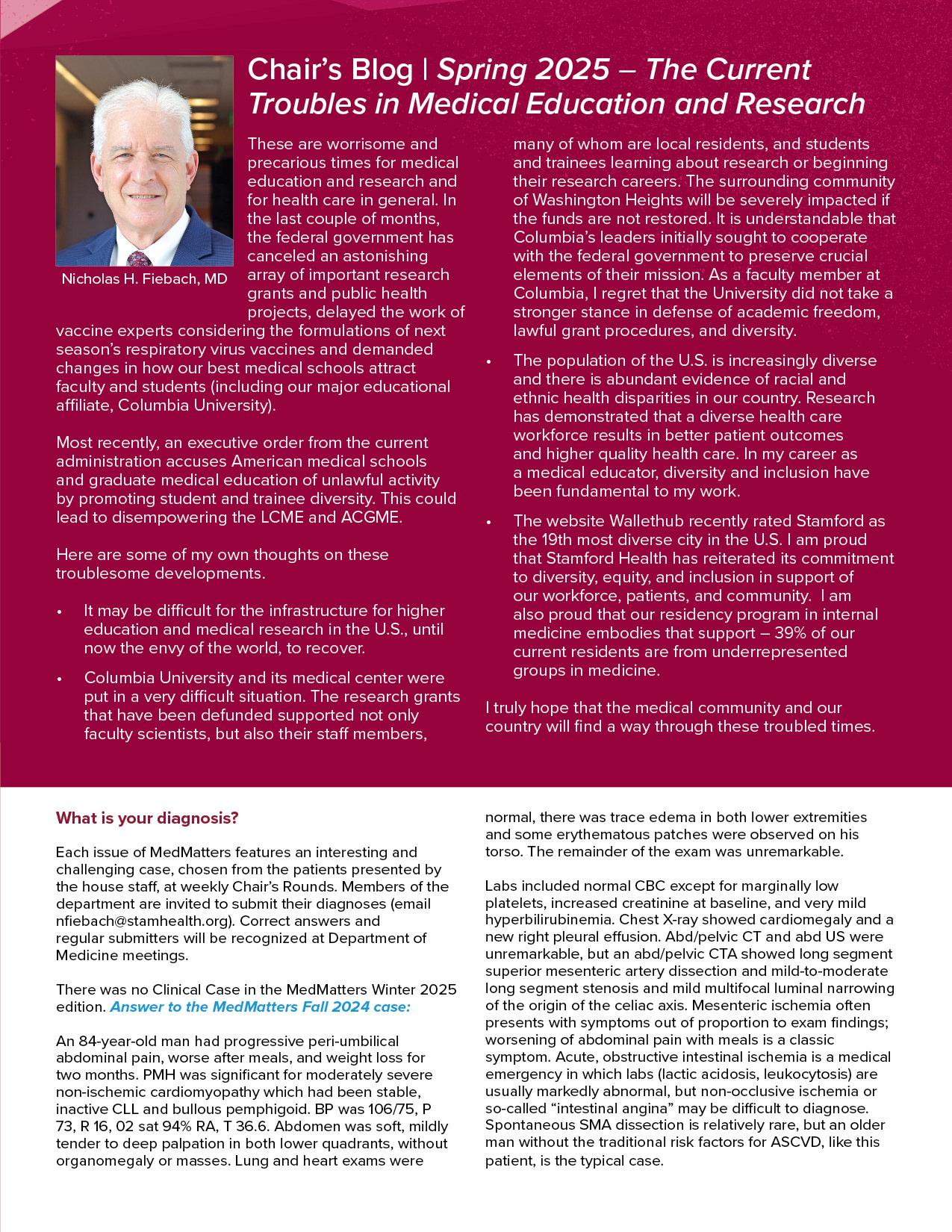 Print-ready file for the quaterly MedMatters Newsletter (3rd page)