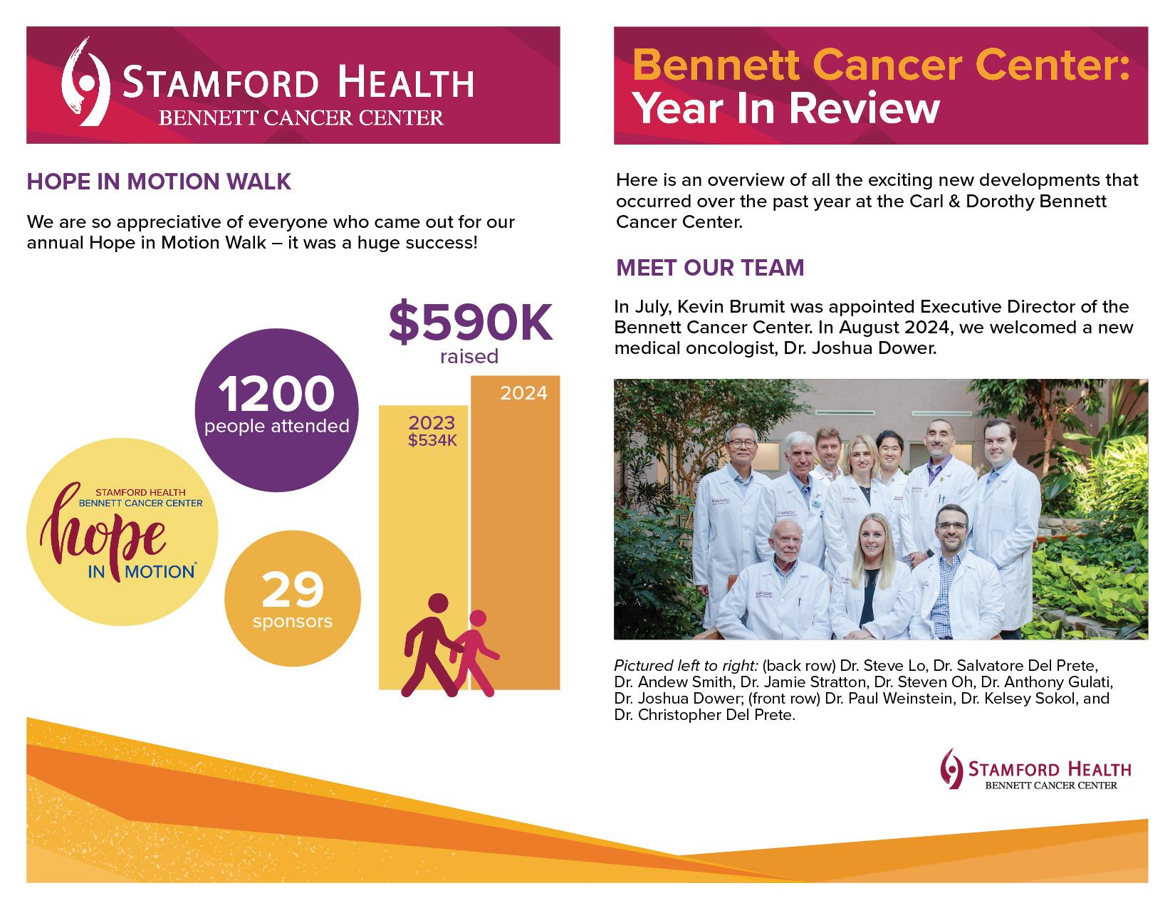 Print-ready file for the annual Bennett Cancer Center Newsletter (front)
