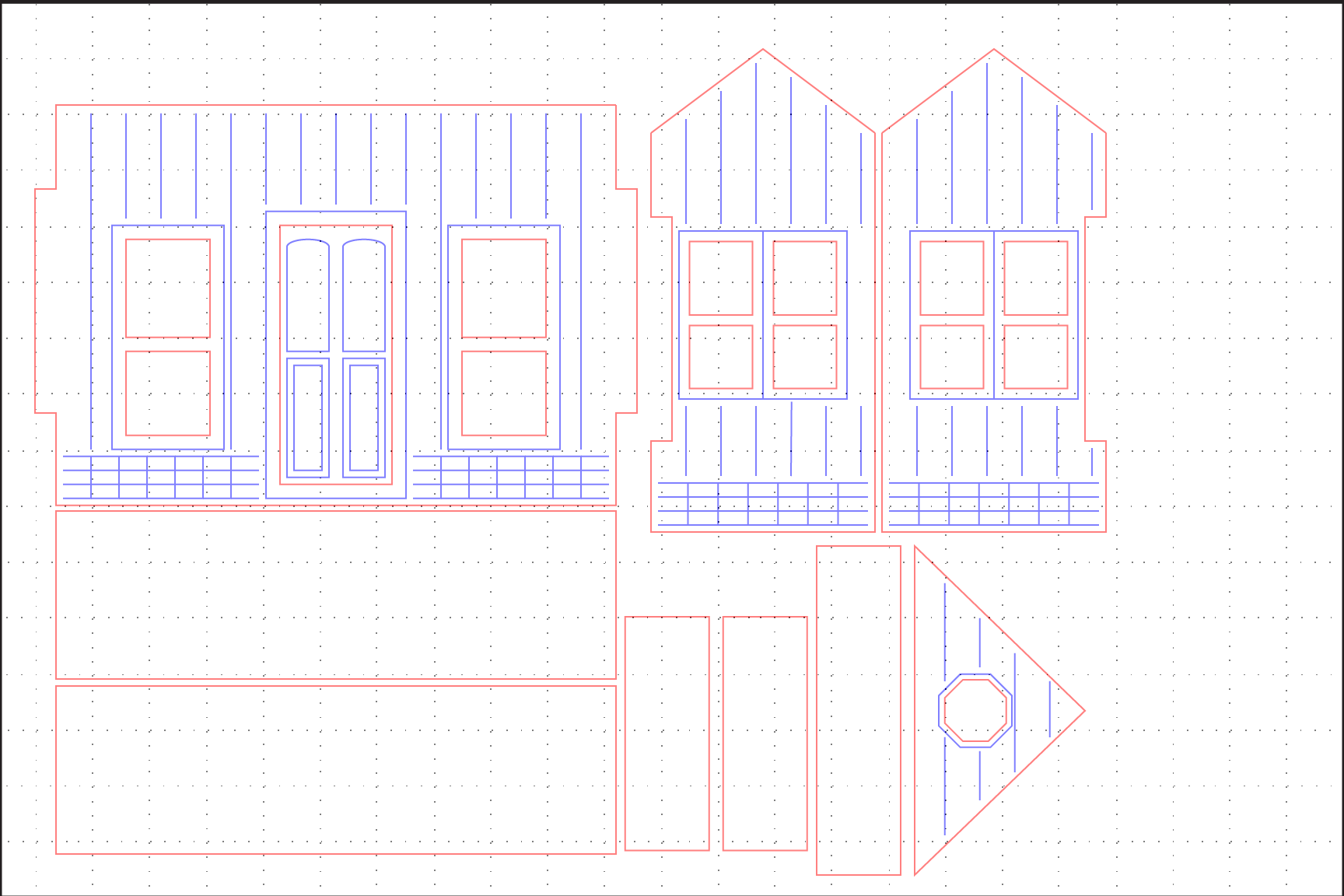 Laser Cutting templates - red correlates to cut, and blue to engrave