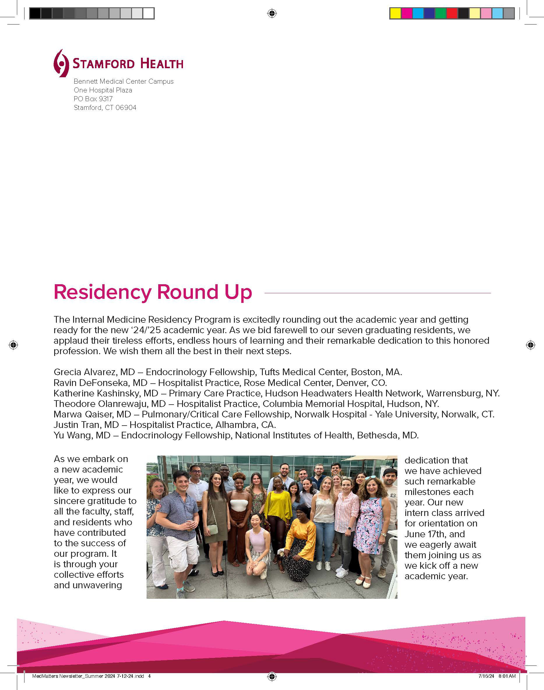 Print-ready file for the quaterly MedMatters Newsletter (4th page)