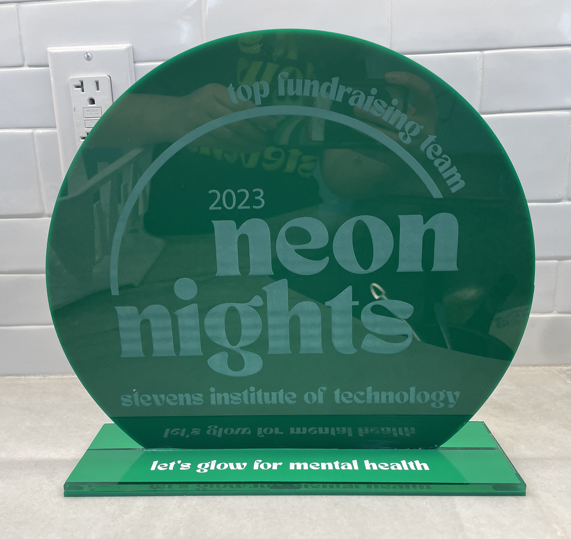 Final product, laser cut and engraved acrylic