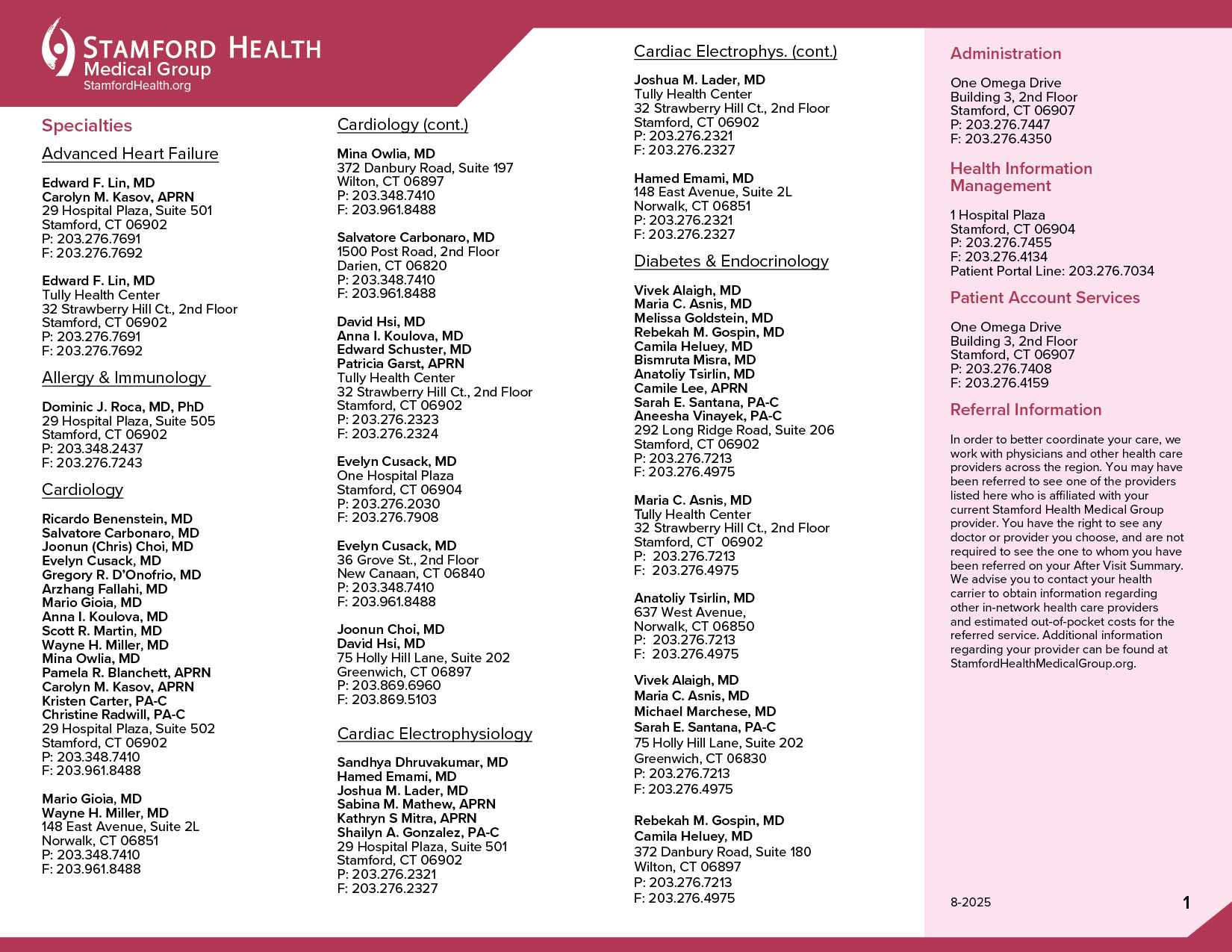 11x8.5" Referral Pad redesign, to be used by physicians referring patients to other specialists in-network (page 1)