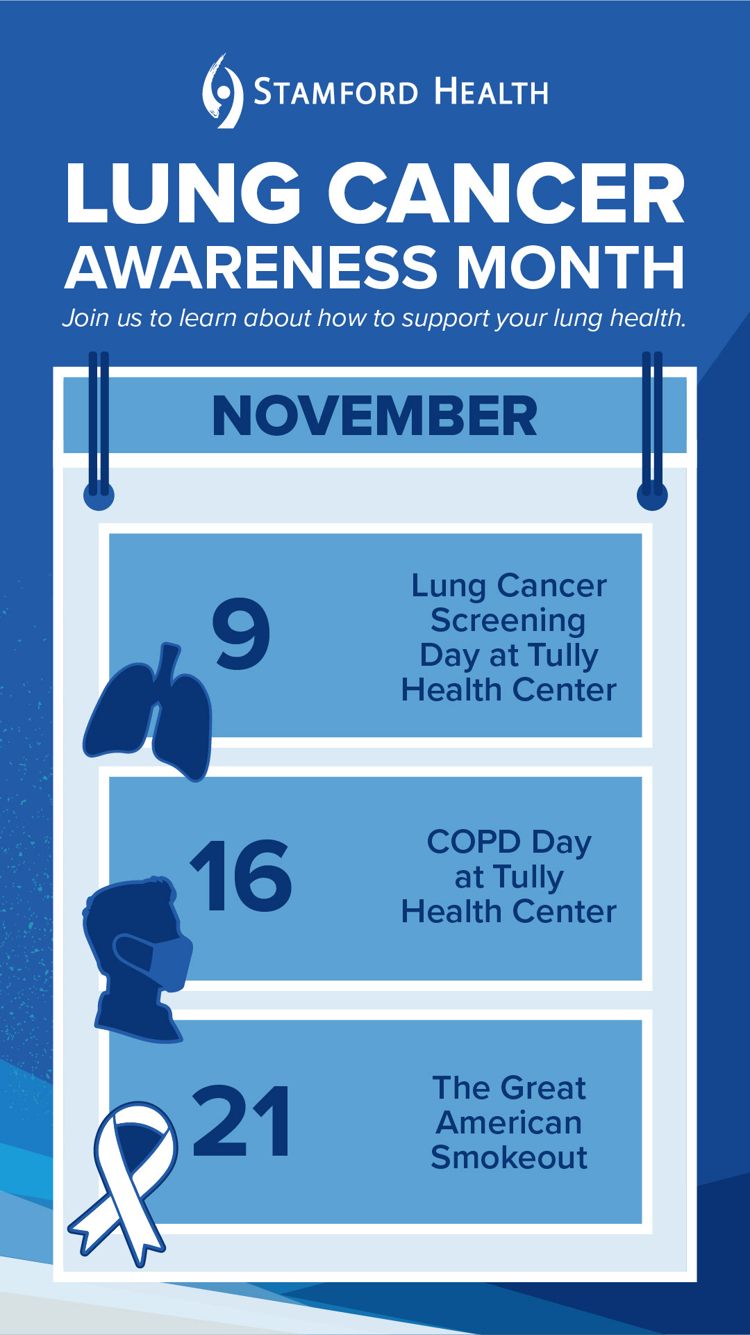 Instagram story advertising Lung Cancer awareness month events