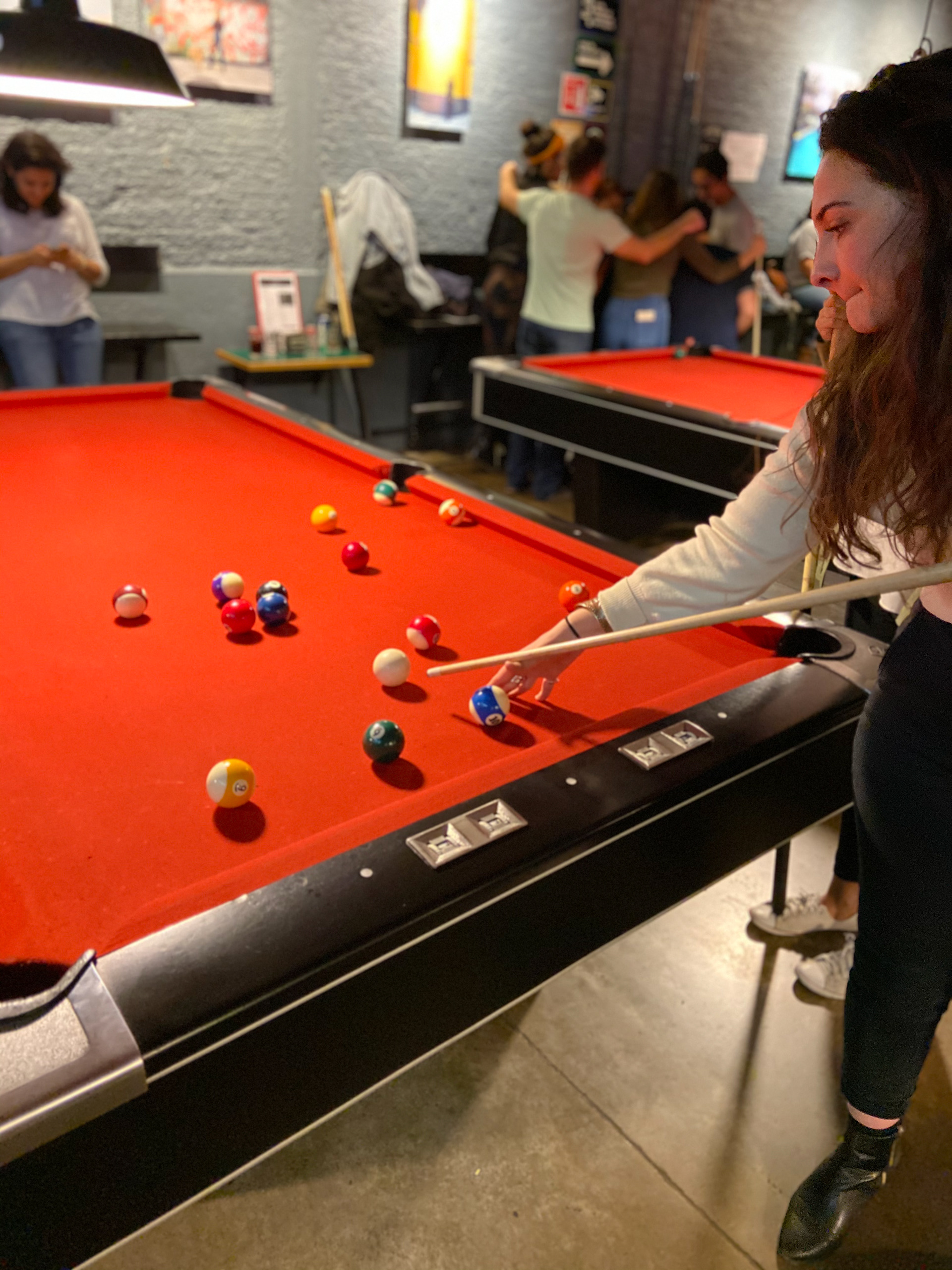 Oli trying to play pool