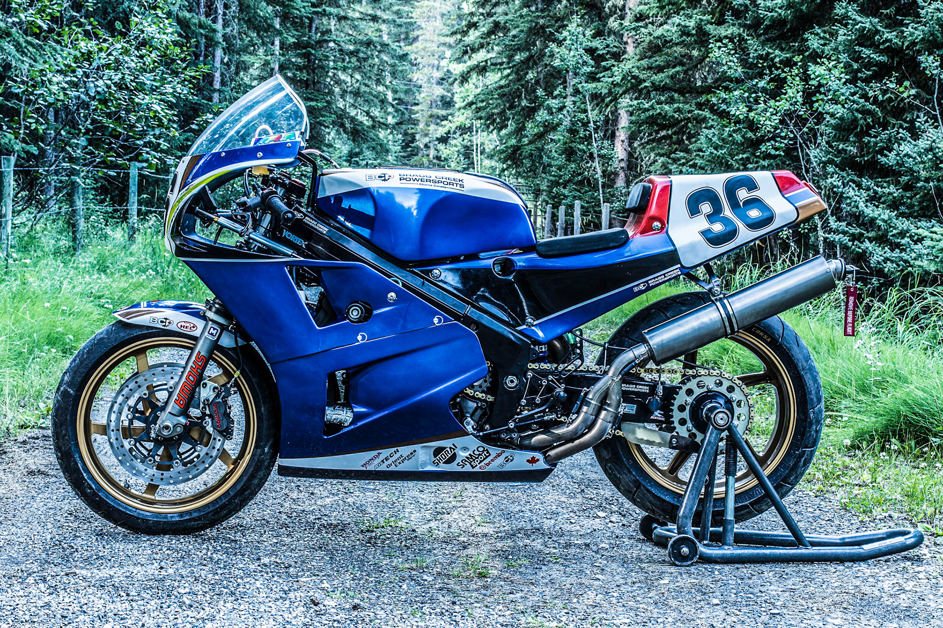 The bragg creek powersports race ready honda RC30