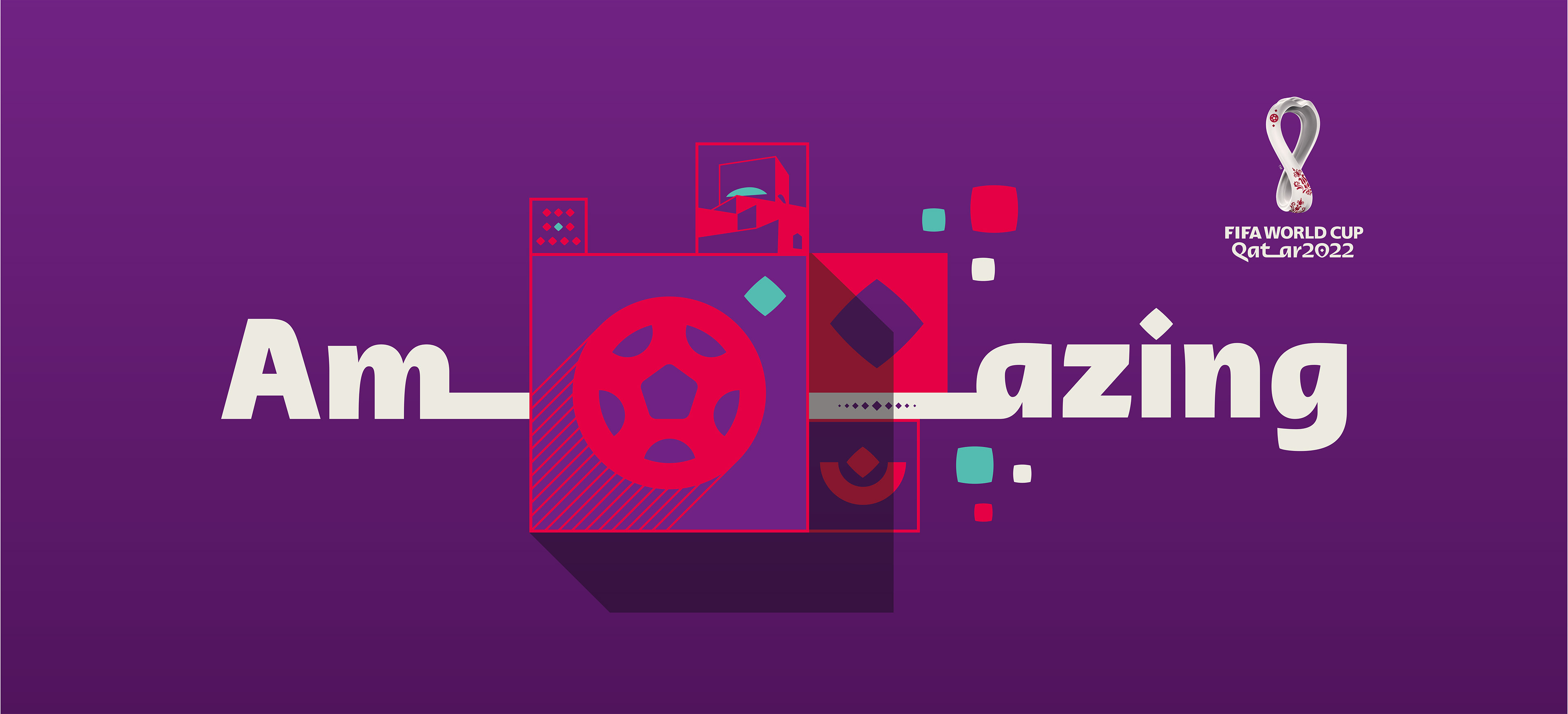 FIFA World Cup 2022 master graphic showcasing the evolved brand system with modular design and cultural mosaic pattern