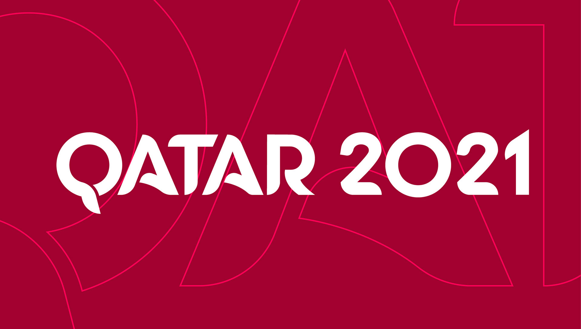 Modern Arab calligraphy-inspired typographic logo for Qatar 2021 FIFA Arab Cup.