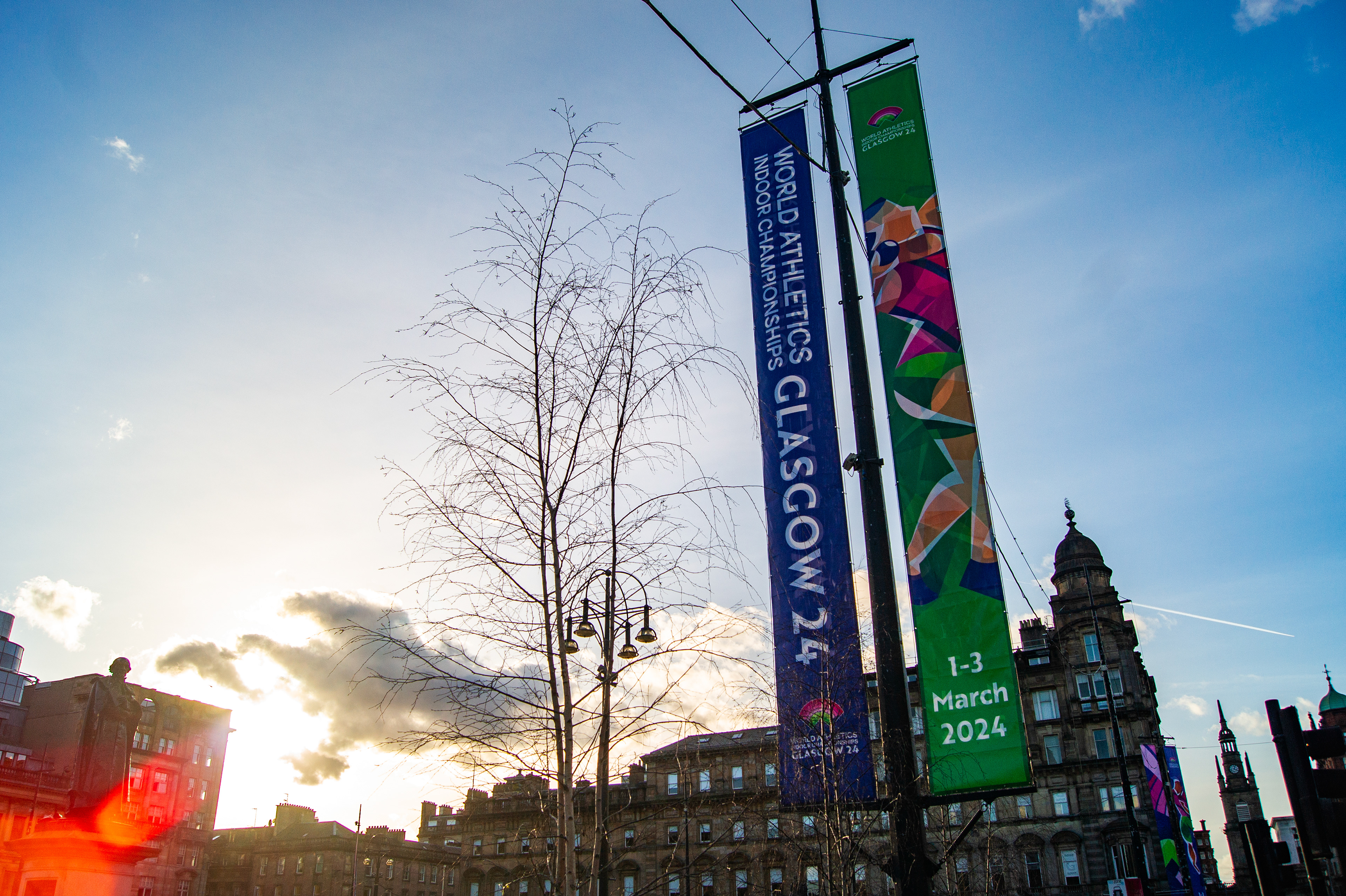 World Athletics Indoor Championships Glasgow 2024  Visual identity - City dressing and wayfinding for Glasgow sports event