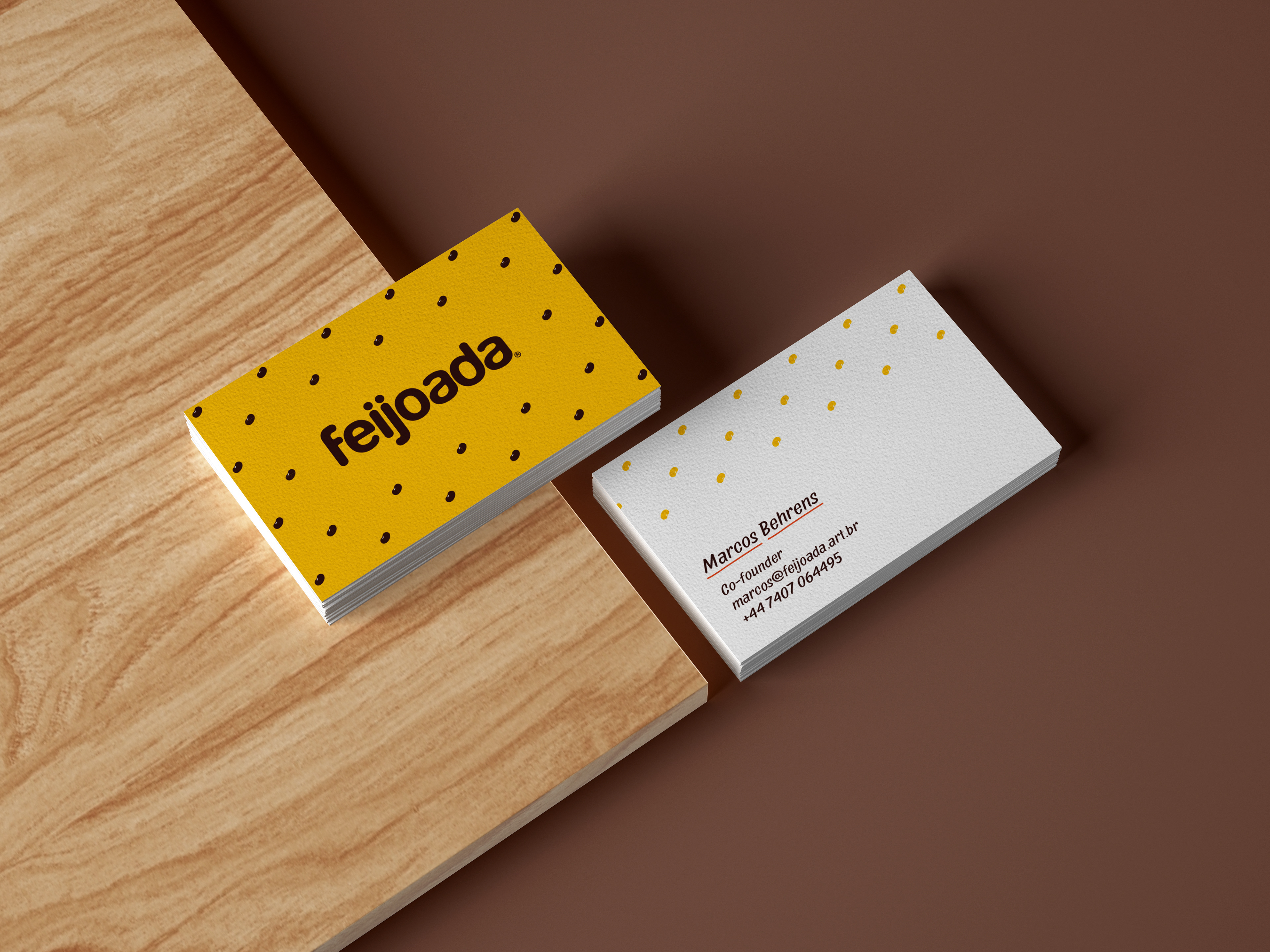 Feijoada Art and Design Business collaterals with brand patterns of Brazilian Beans - Business Cards, letterhead and Notepads among branded collaterals