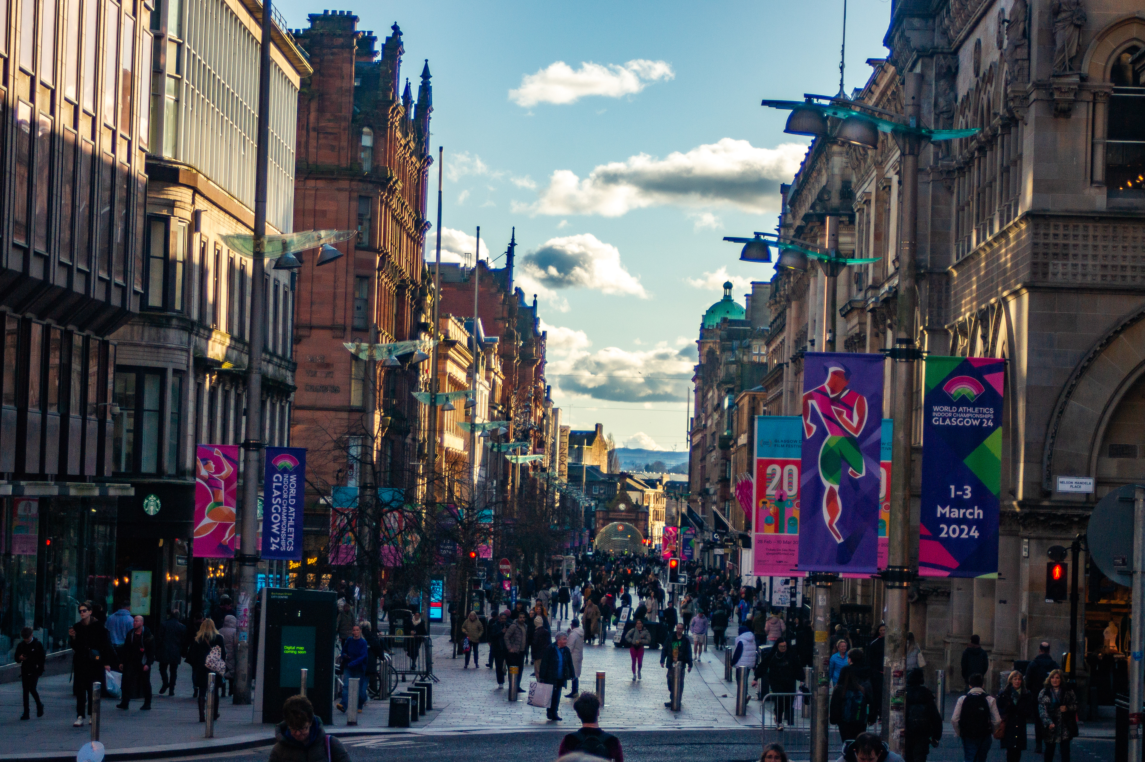 World Athletics Indoor Championships Glasgow 2024  Visual identity - City dressing and wayfinding for Glasgow sports event