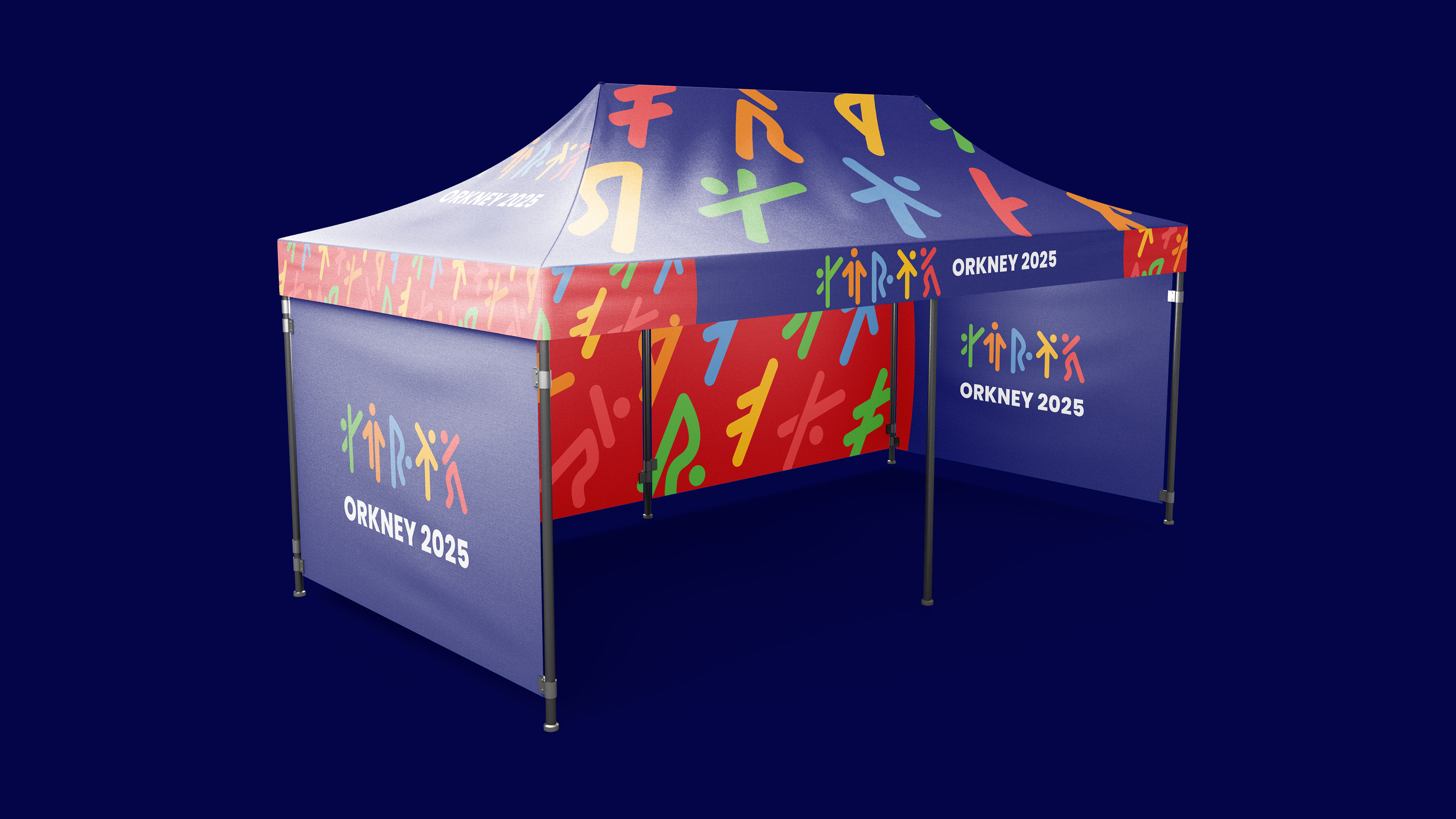 Orkney 2025 modular design system applied across multiple sports visuals.