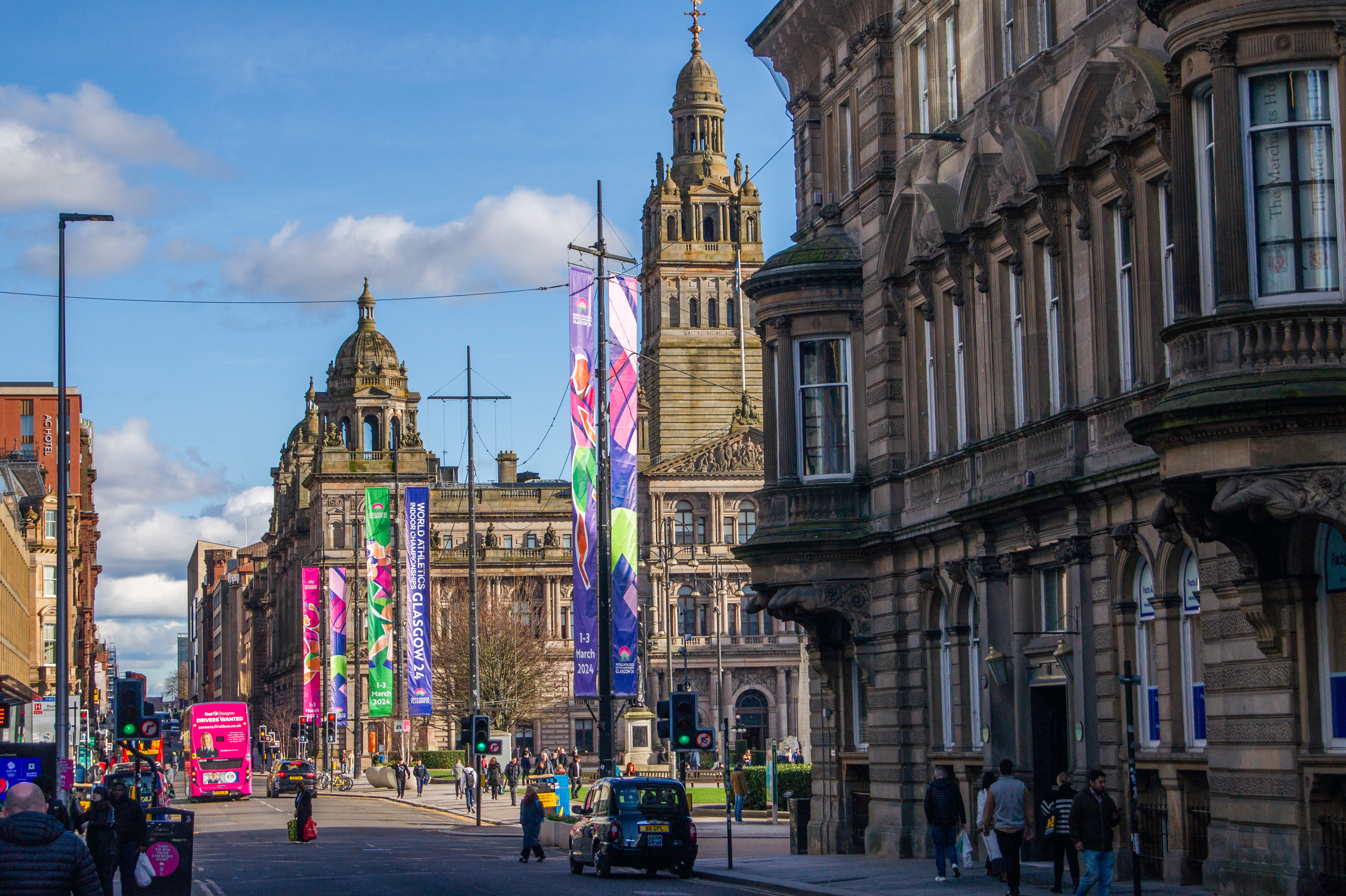 World Athletics Indoor Championships Glasgow 2024  Visual identity - City dressing and wayfinding for Glasgow sports event