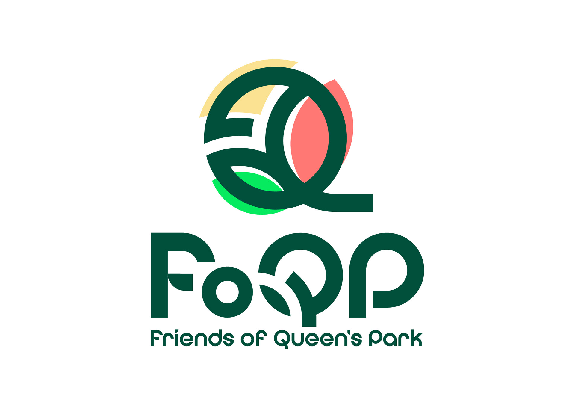 New Friends of Queen’s Park Glasgow logo with illustrative rose, nature, and pathway elements representing biodiversity and community.