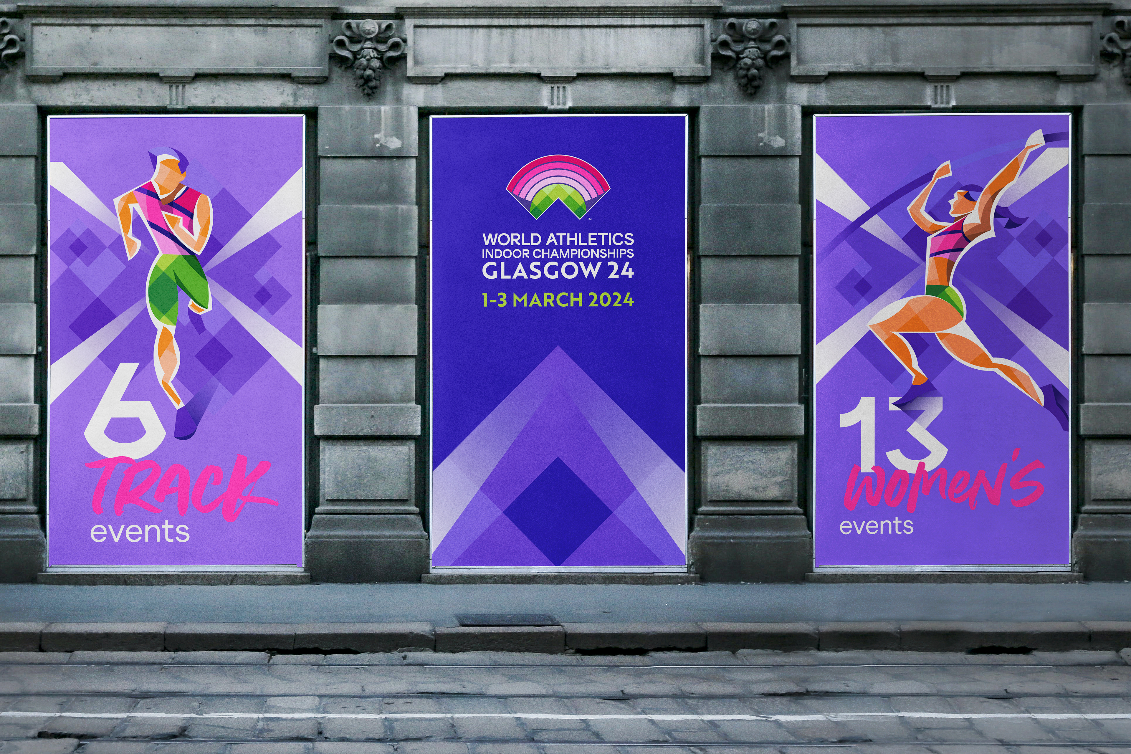 World Athletics Indoor Championships Glasgow 2024  Visual identity - Large-scale venue signage and graphics