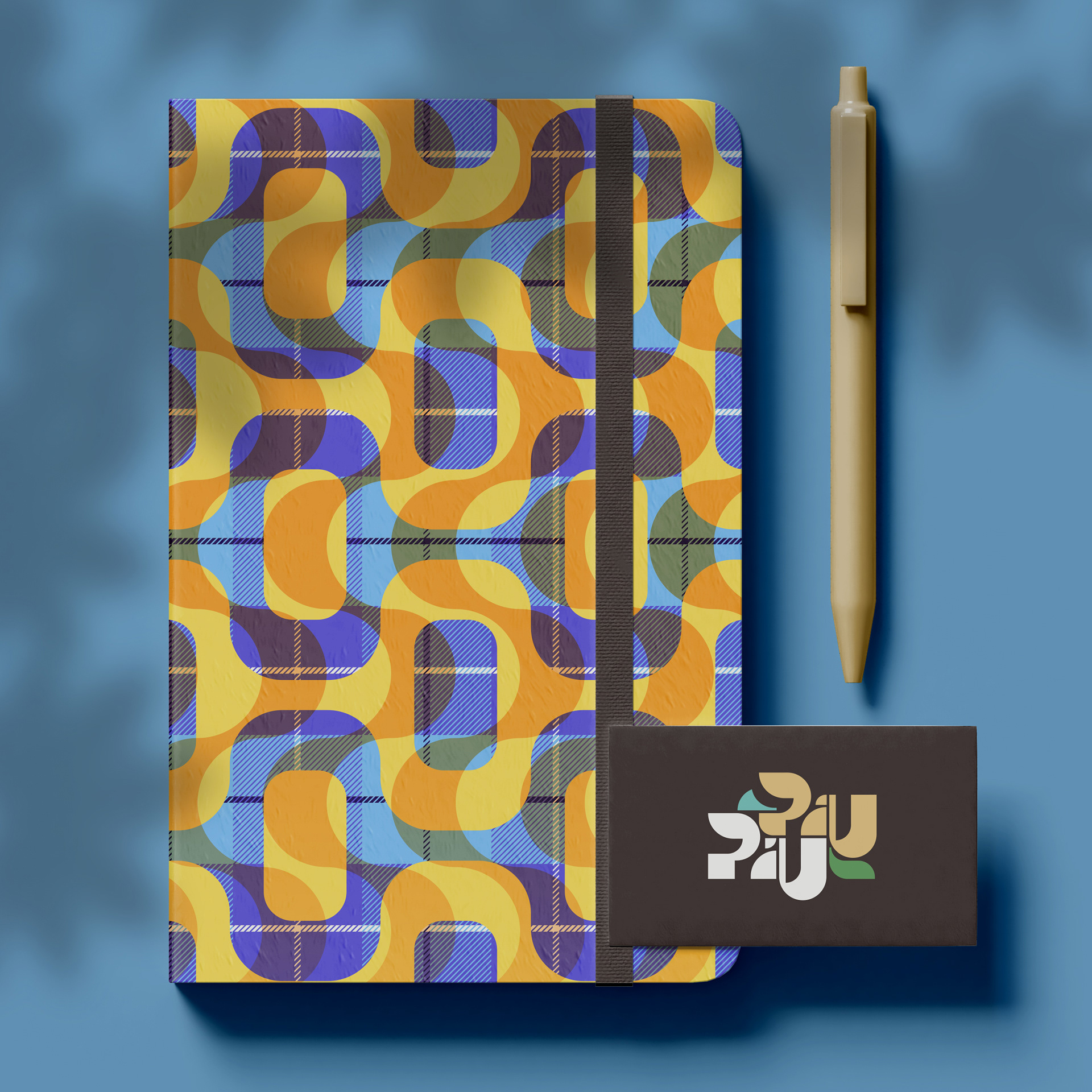 Stationery application with geometric Brazil-Scotland pattern design