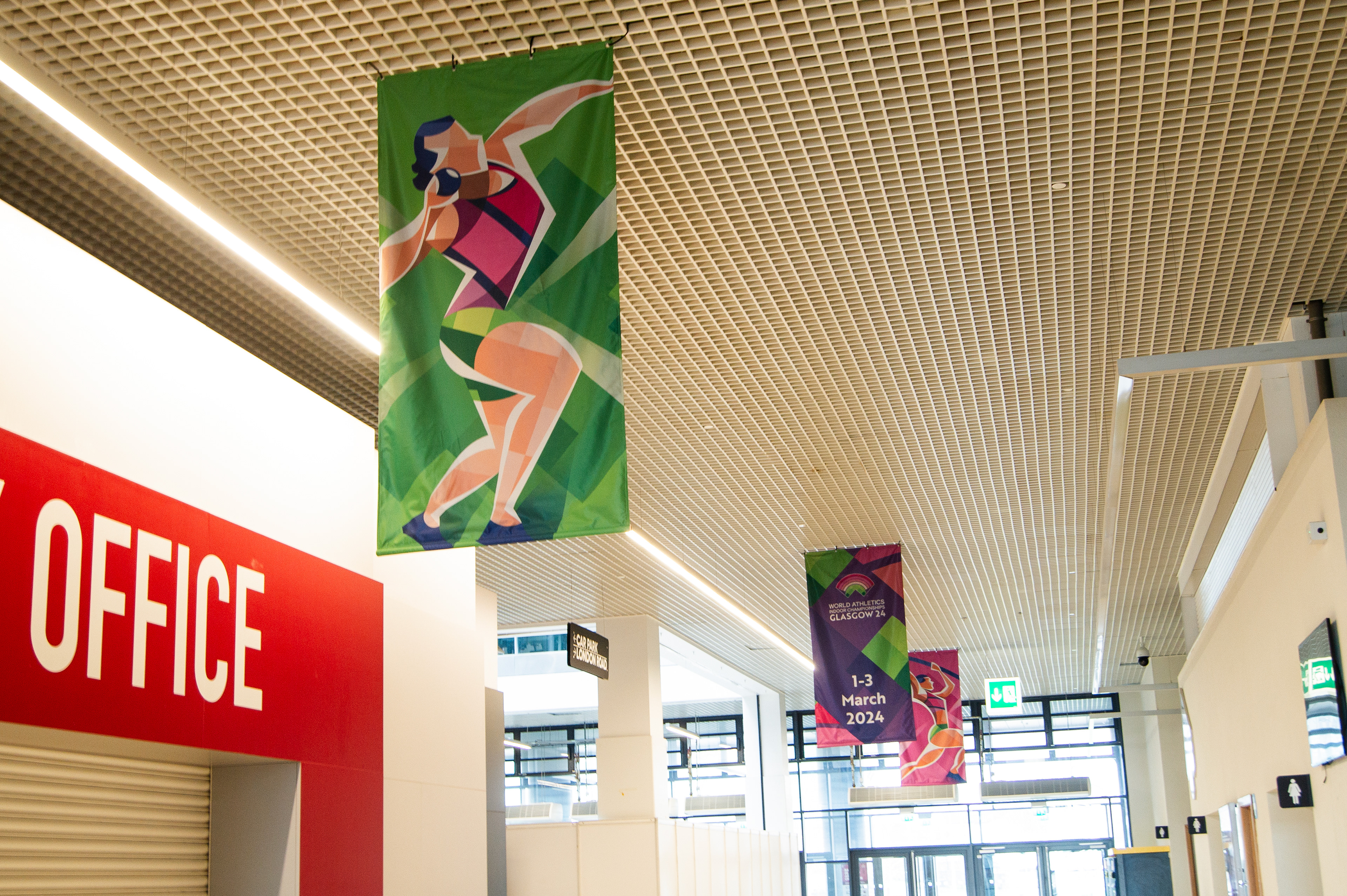 World Athletics Indoor Championships Glasgow 2024  Visual identity - Venue dressing and wayfinding for Glasgow sports event