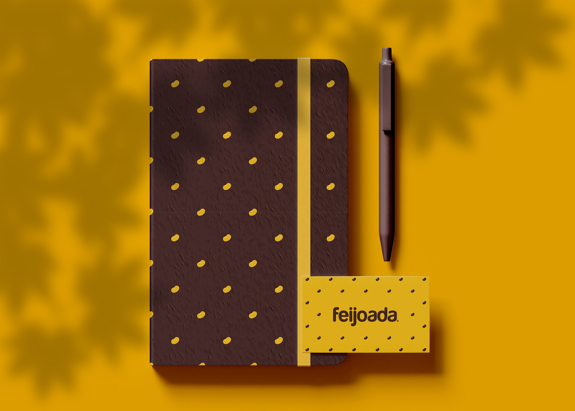 Feijoada Art and Design Business collaterals with brand patterns of Brazilian Beans - Business Cards, letterhead and Notepads among branded collaterals