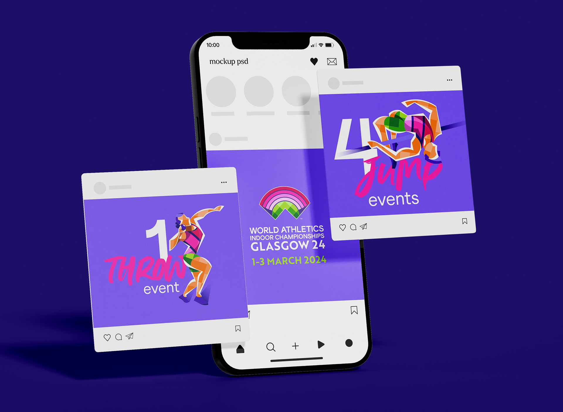 World Athletics Indoor Championships Glasgow 2024  Brand identity and visual language for social media posts