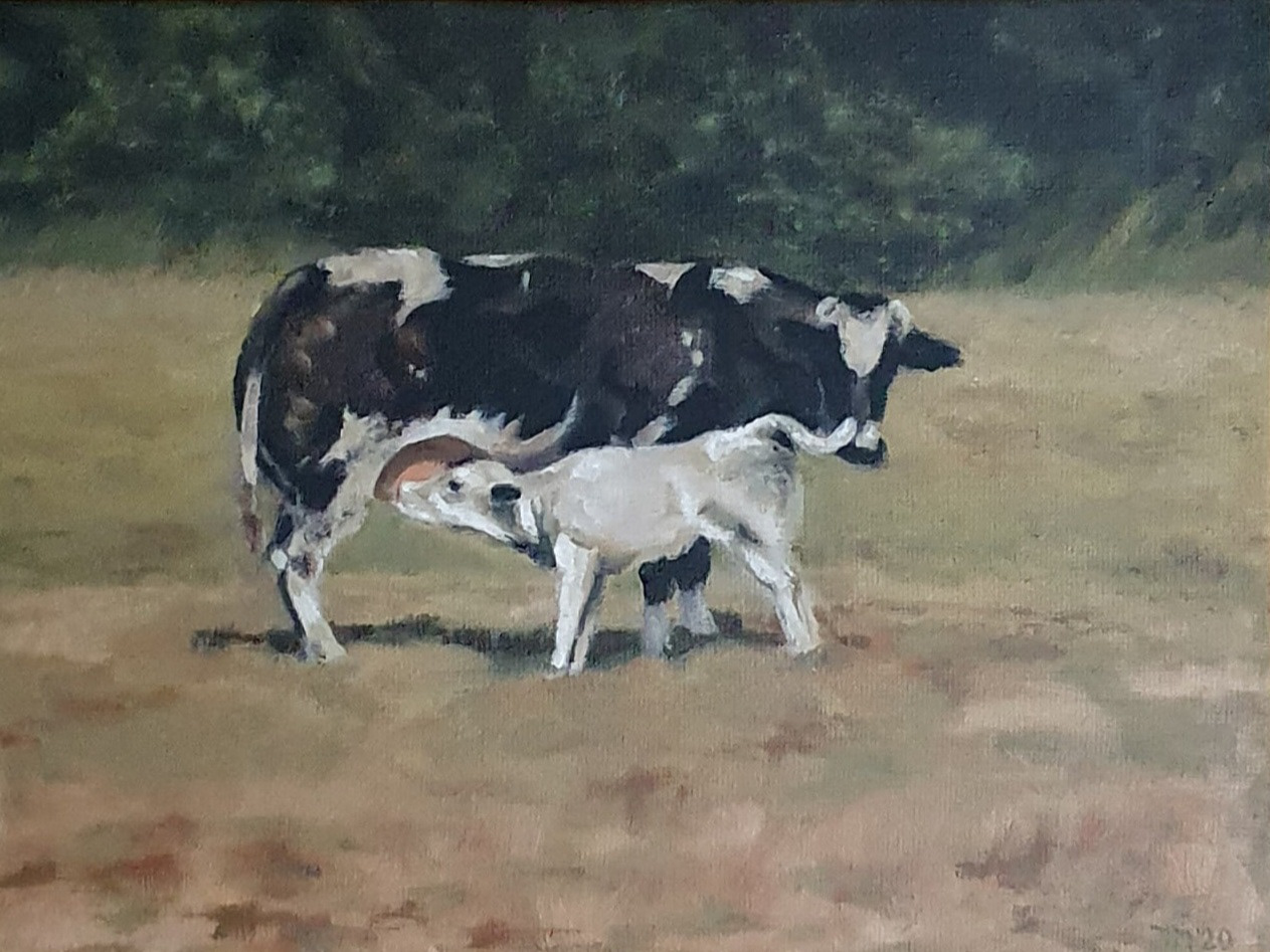 Moeder en kind. olie op linnen. 30x40