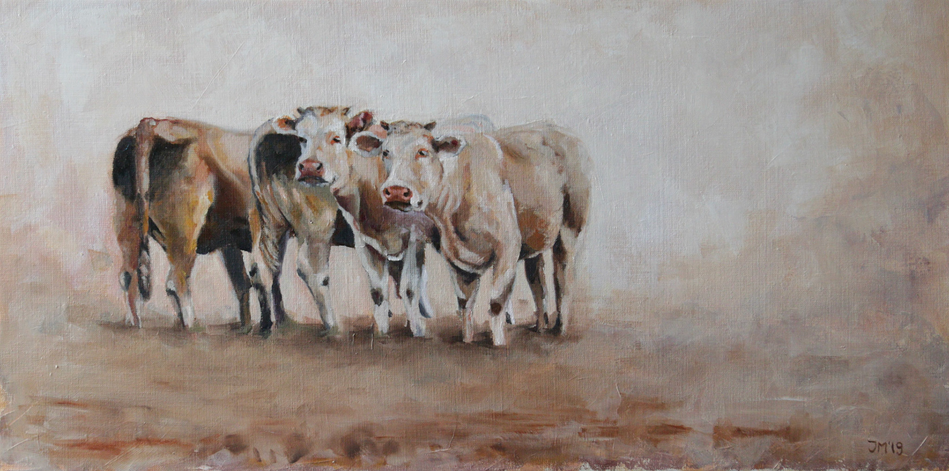 Mistig. 40x80. Olieverf op linnen