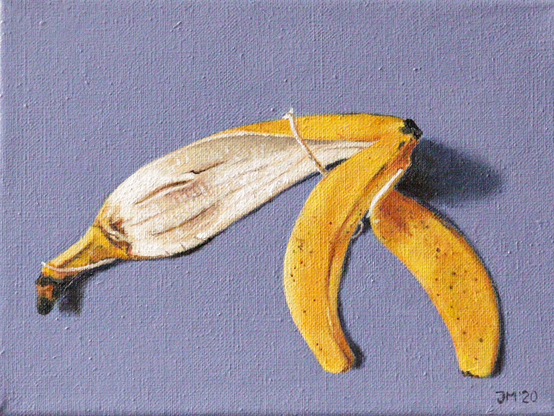 Verkocht. Bananenschil. 18x24. Olieverf op linnen.