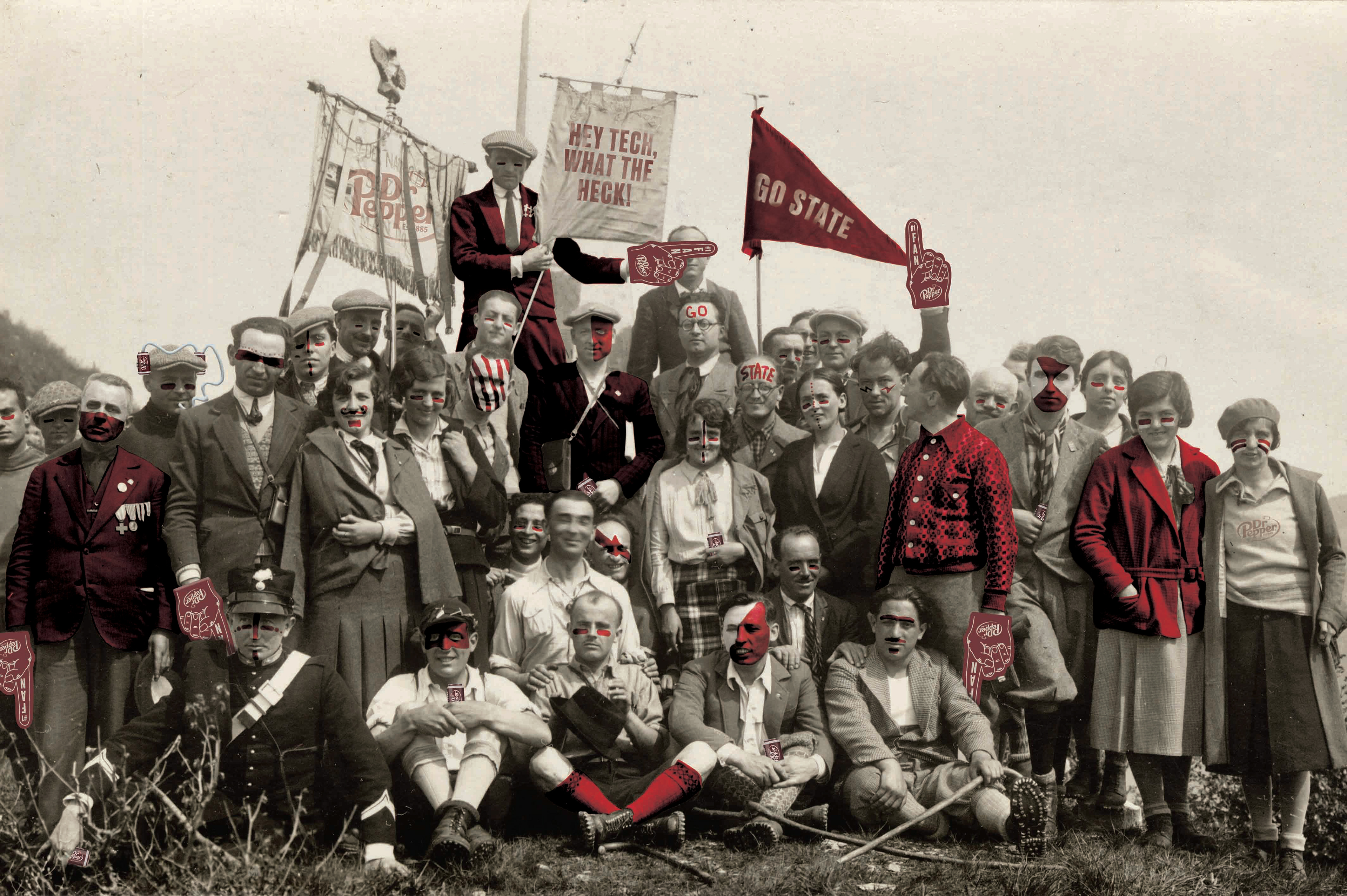 Excerpt from the Fansville Timeline: A photograph of some of the first State fans in Fansville.