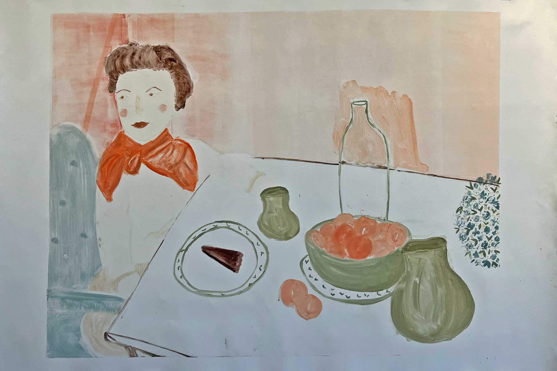 "A Moment of Quiet Reflection" 30x44, Monoprint
